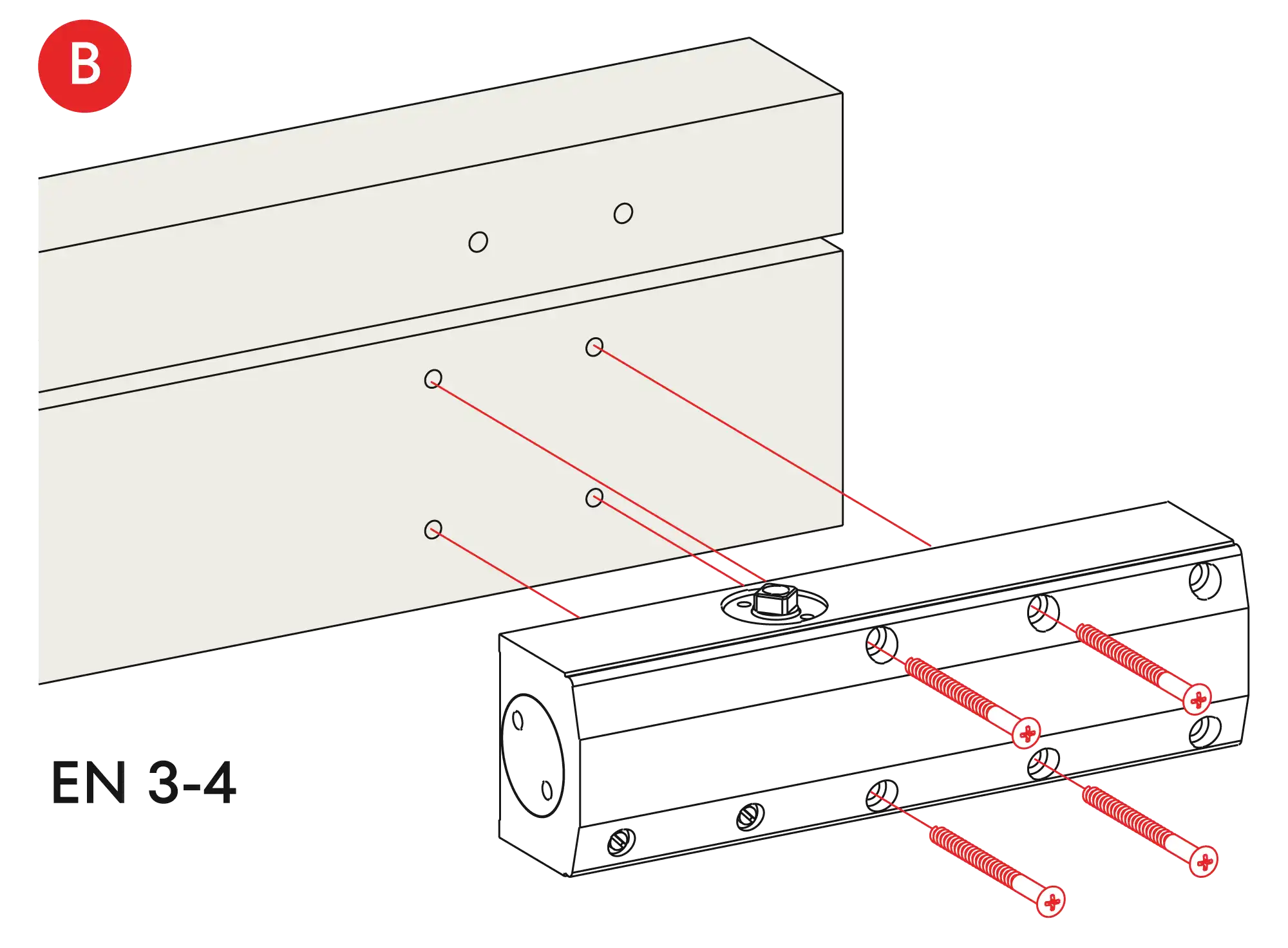 Installation normal mounting left hinge DIN L