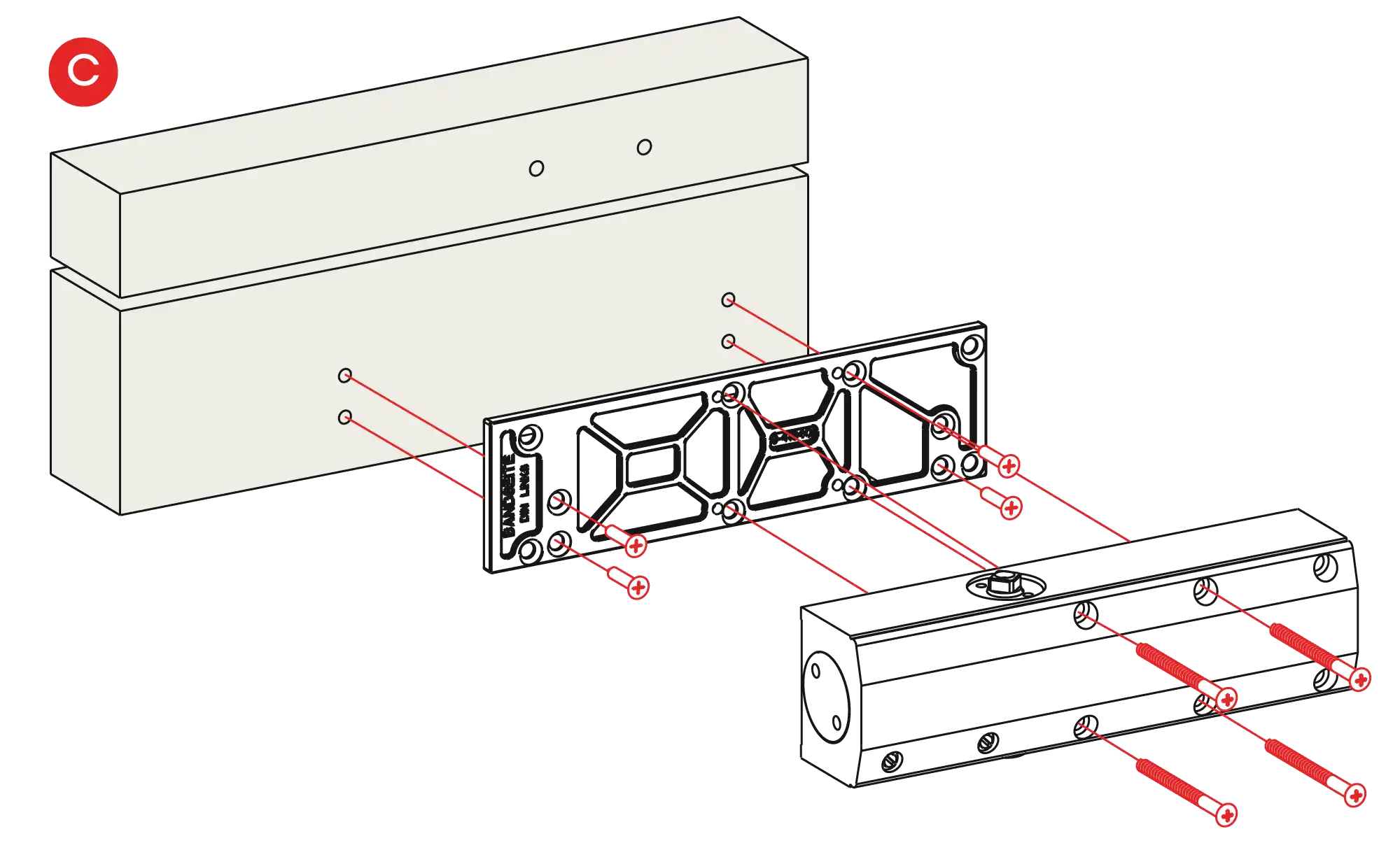 Installation normal mounting left hinge DIN L