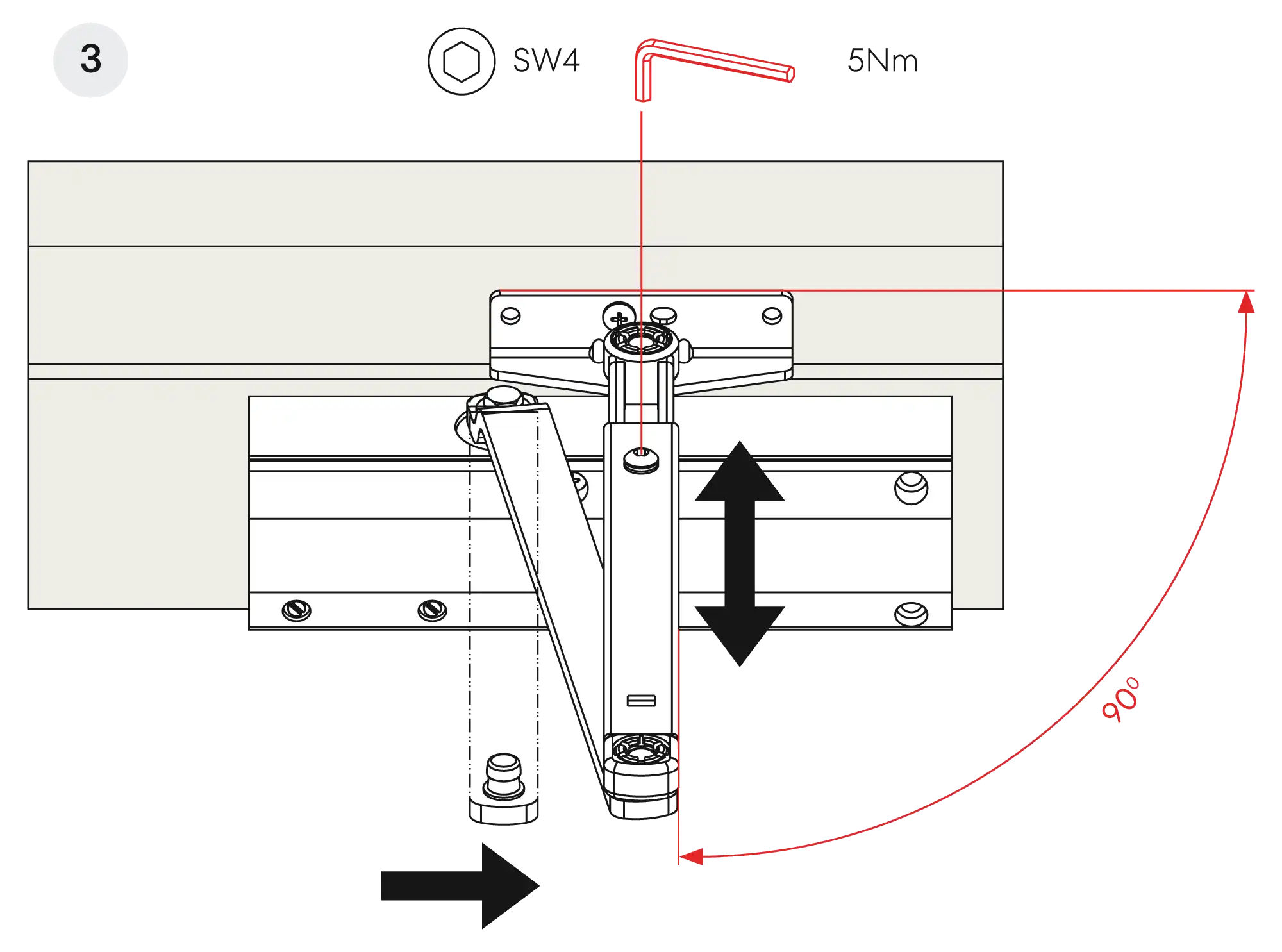 Installation normal mounting left hinge DIN L