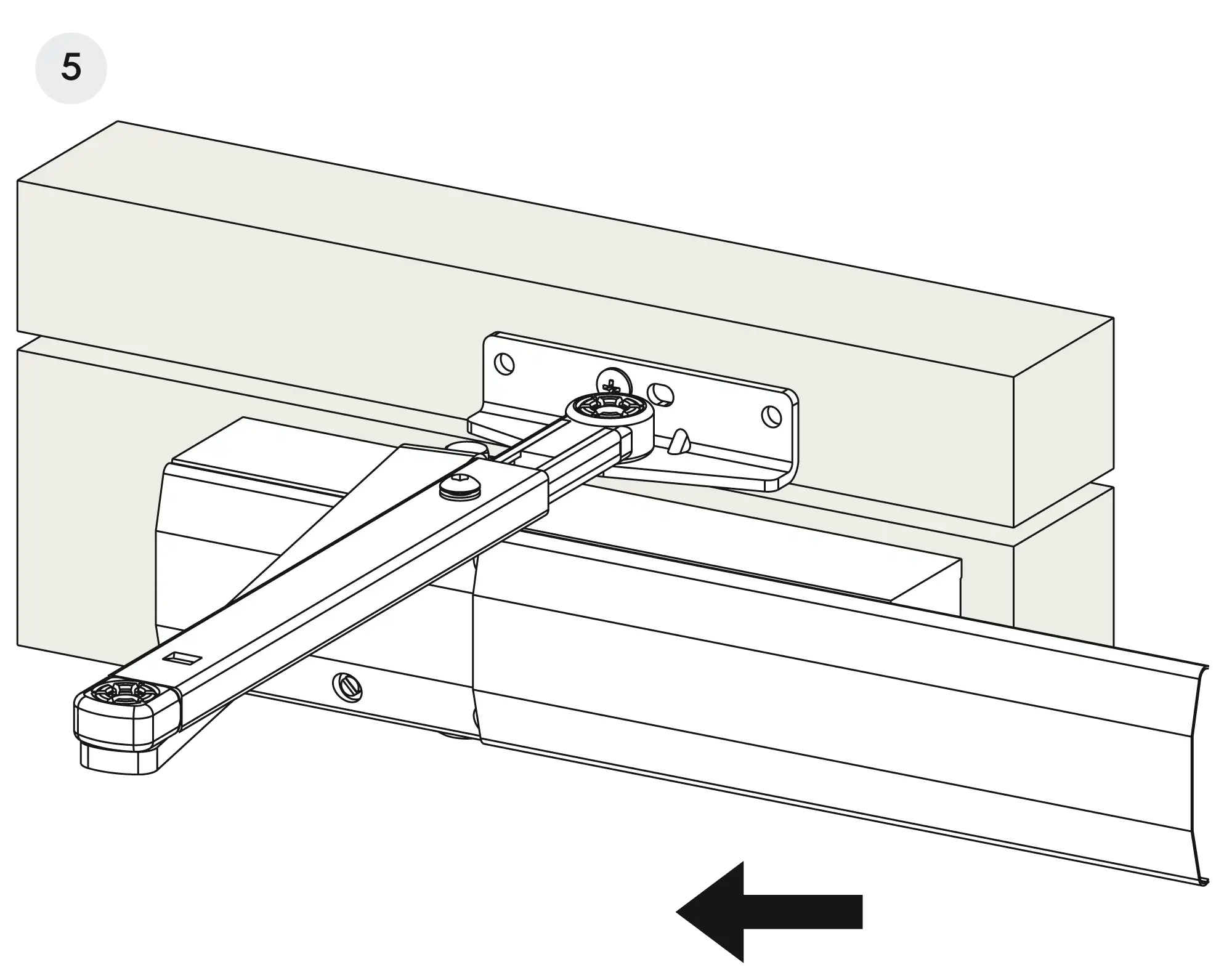 Installation normal mounting left hinge DIN L