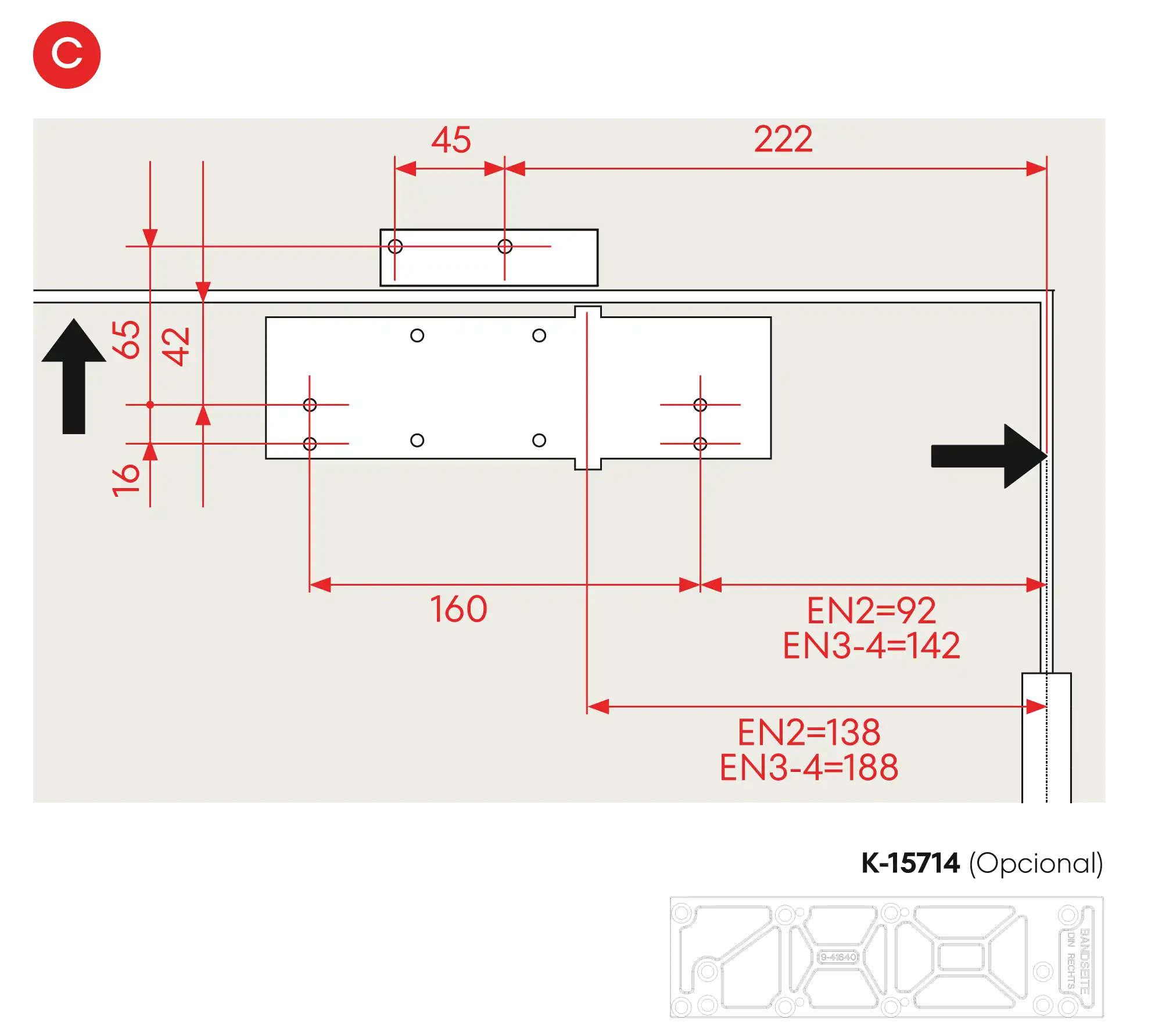 Installation normal mounting right hinge DIN R