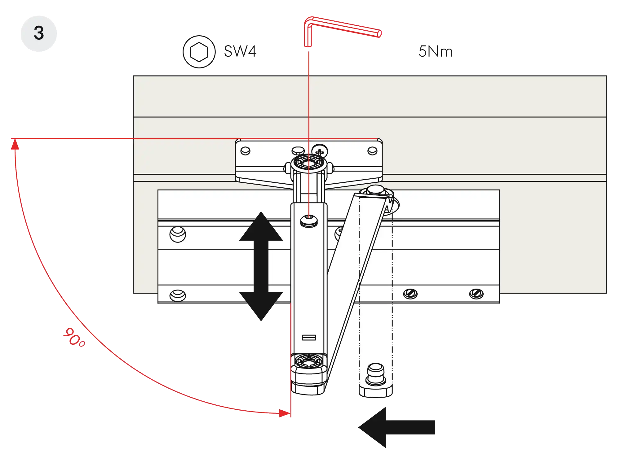Installation normal mounting right hinge DIN R