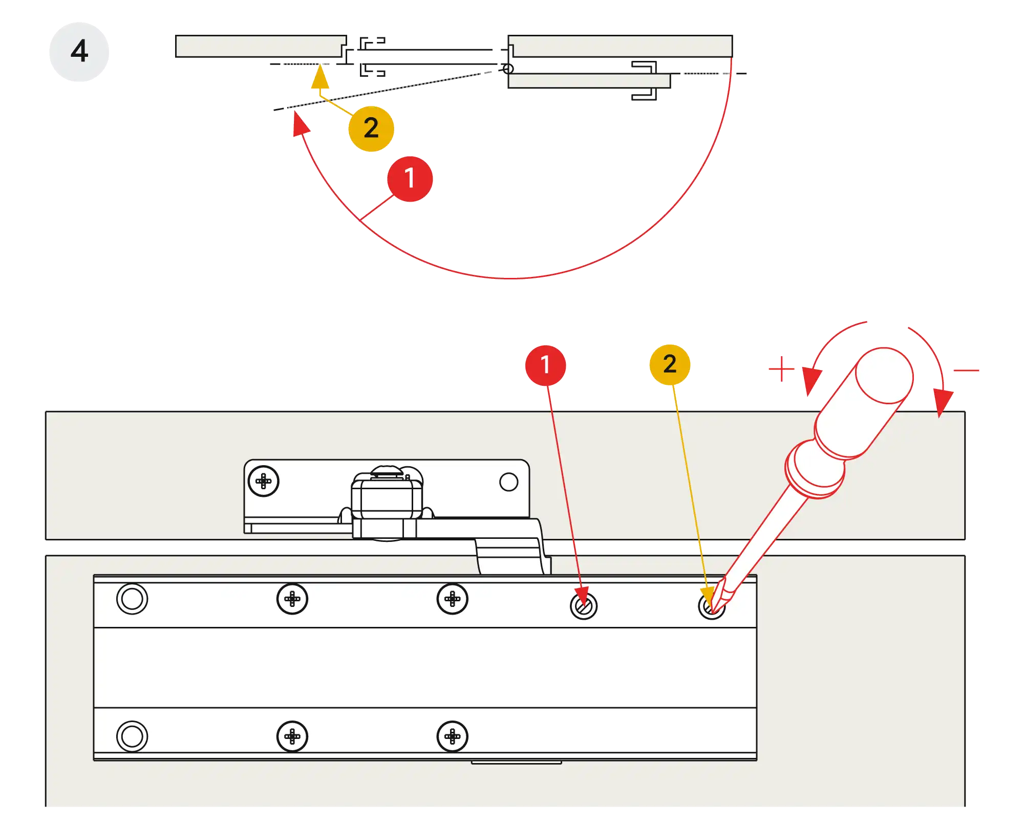 Installation normal mounting right hinge DIN R