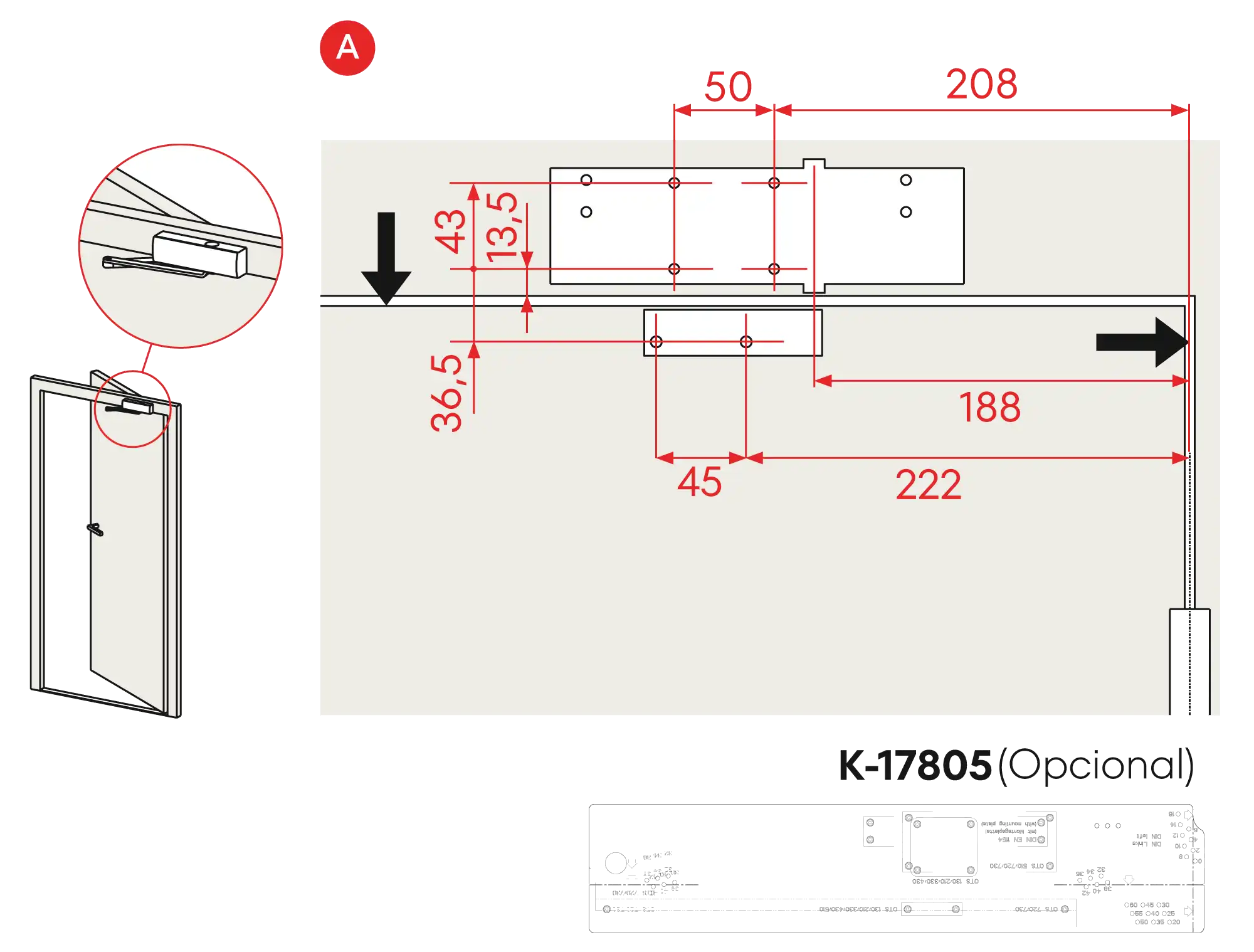 Installation inverted assembly on the opposite side to hinges DIN L
