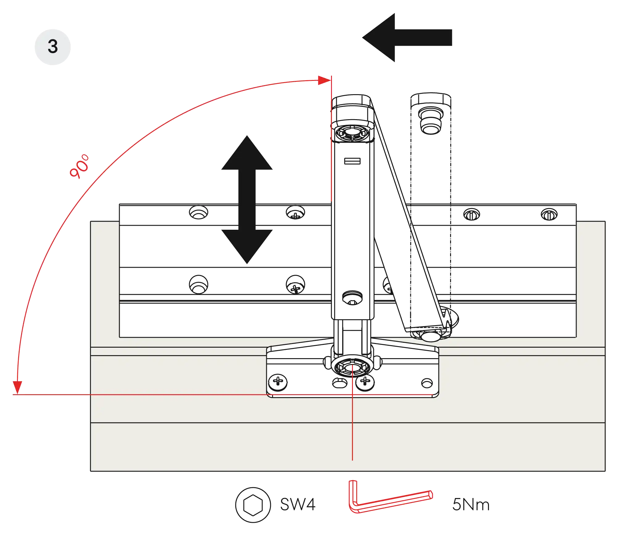 Installation inverted assembly on the opposite side to hinges DIN L