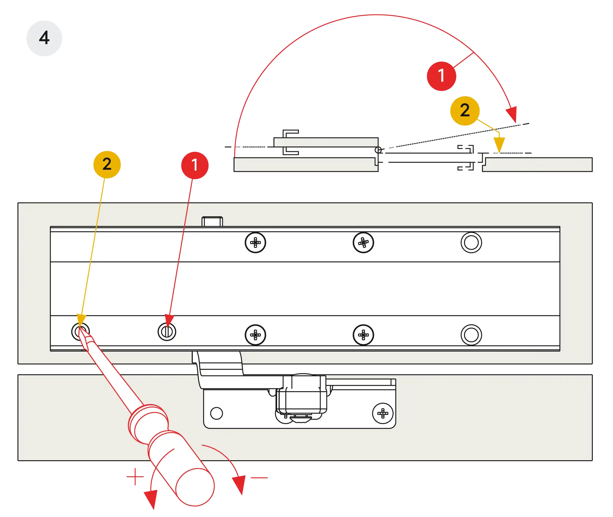 Installation inverted assembly on the opposite side to hinges DIN R