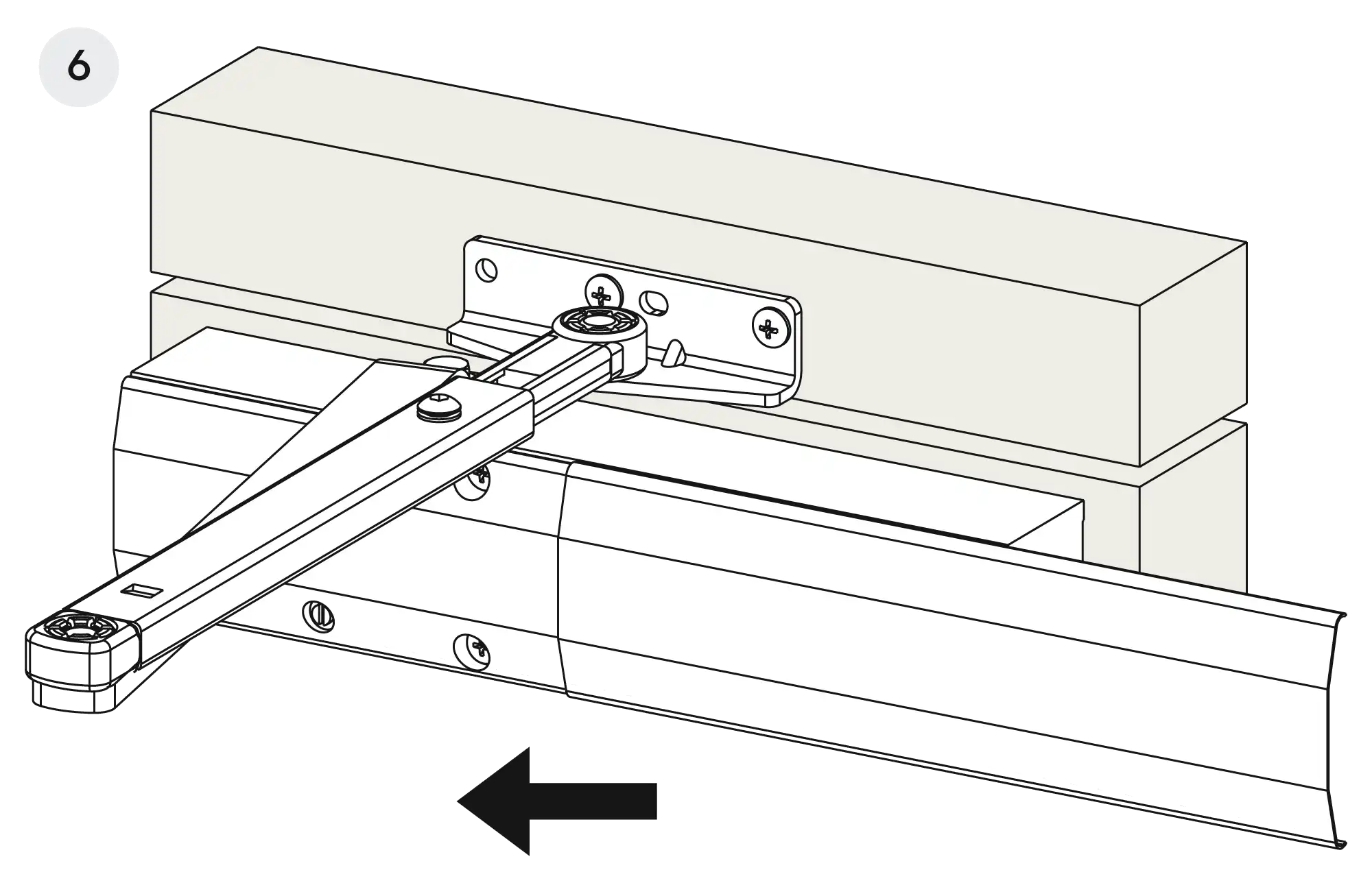 Installation normal mounting left hinge DIN L