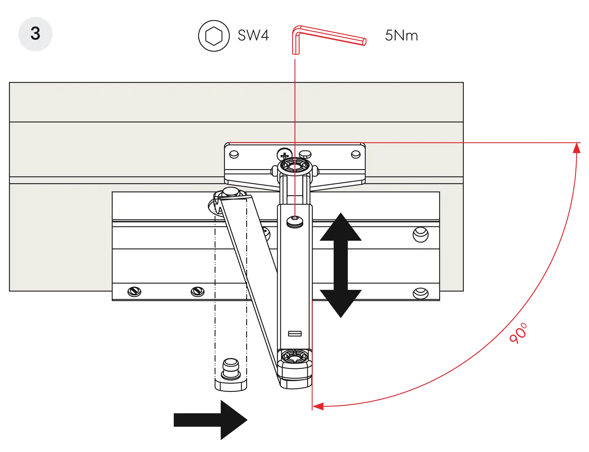 Installation normal mounting left hinge DIN L