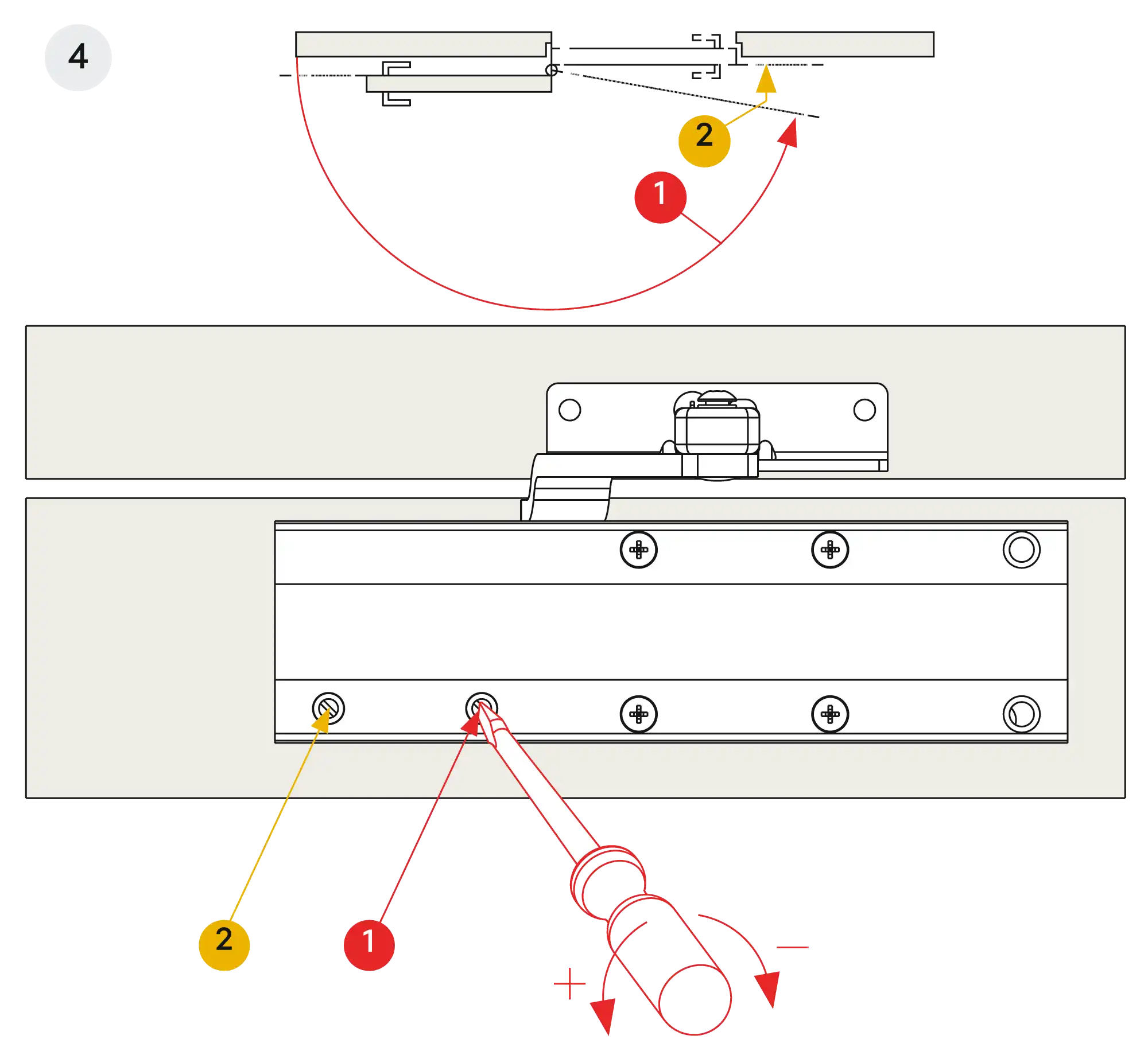 Installation normal mounting left hinge DIN L