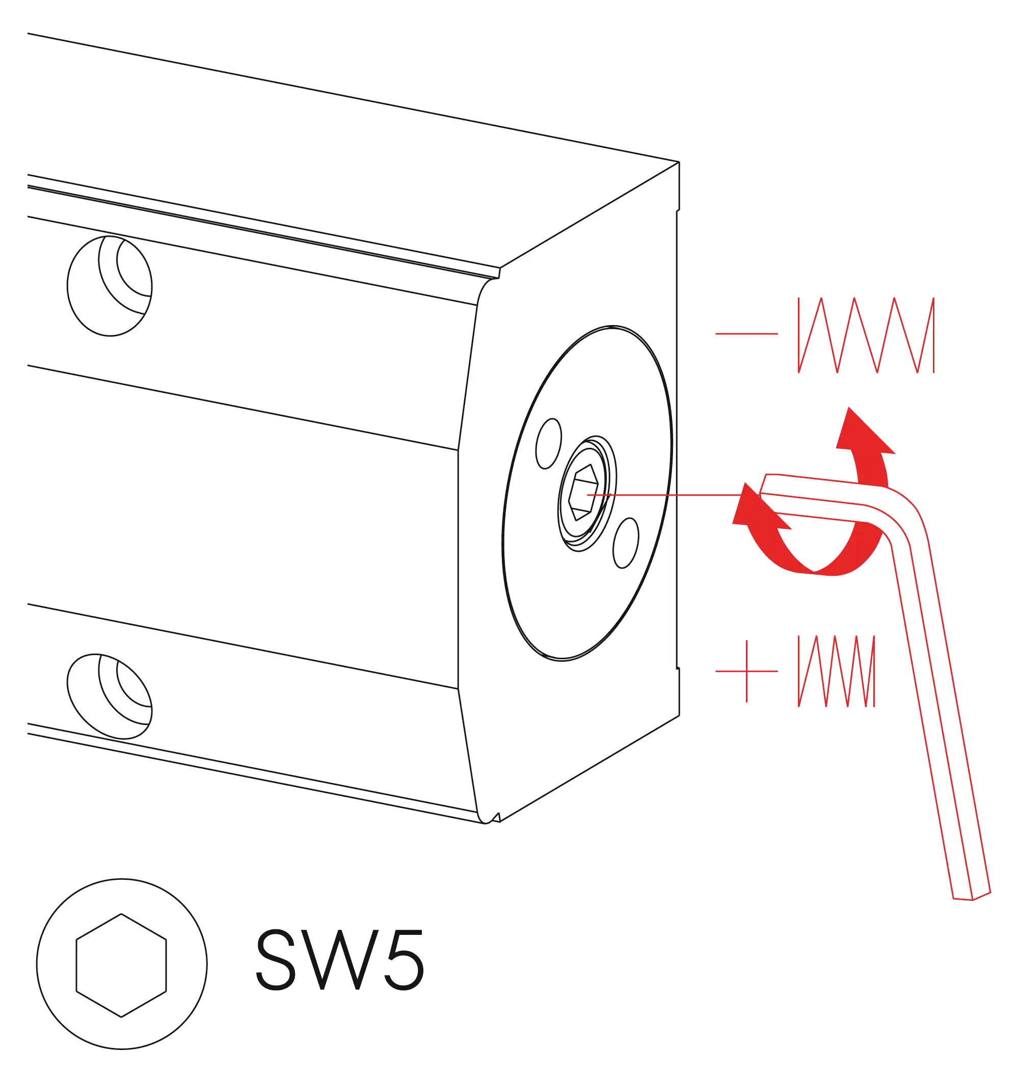 Installation normal mounting left hinge DIN L