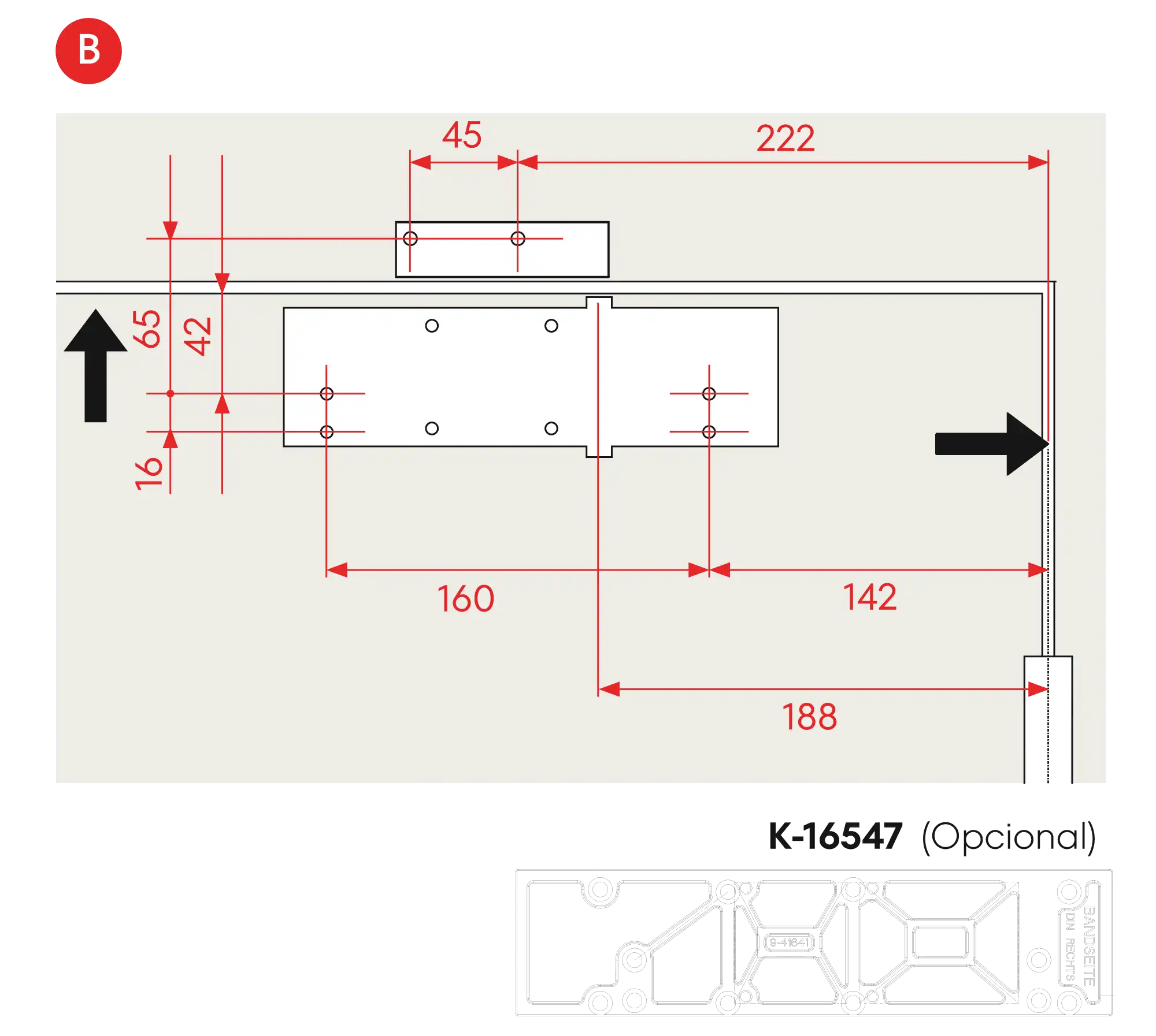 Installation normal mounting right hinge DIN R