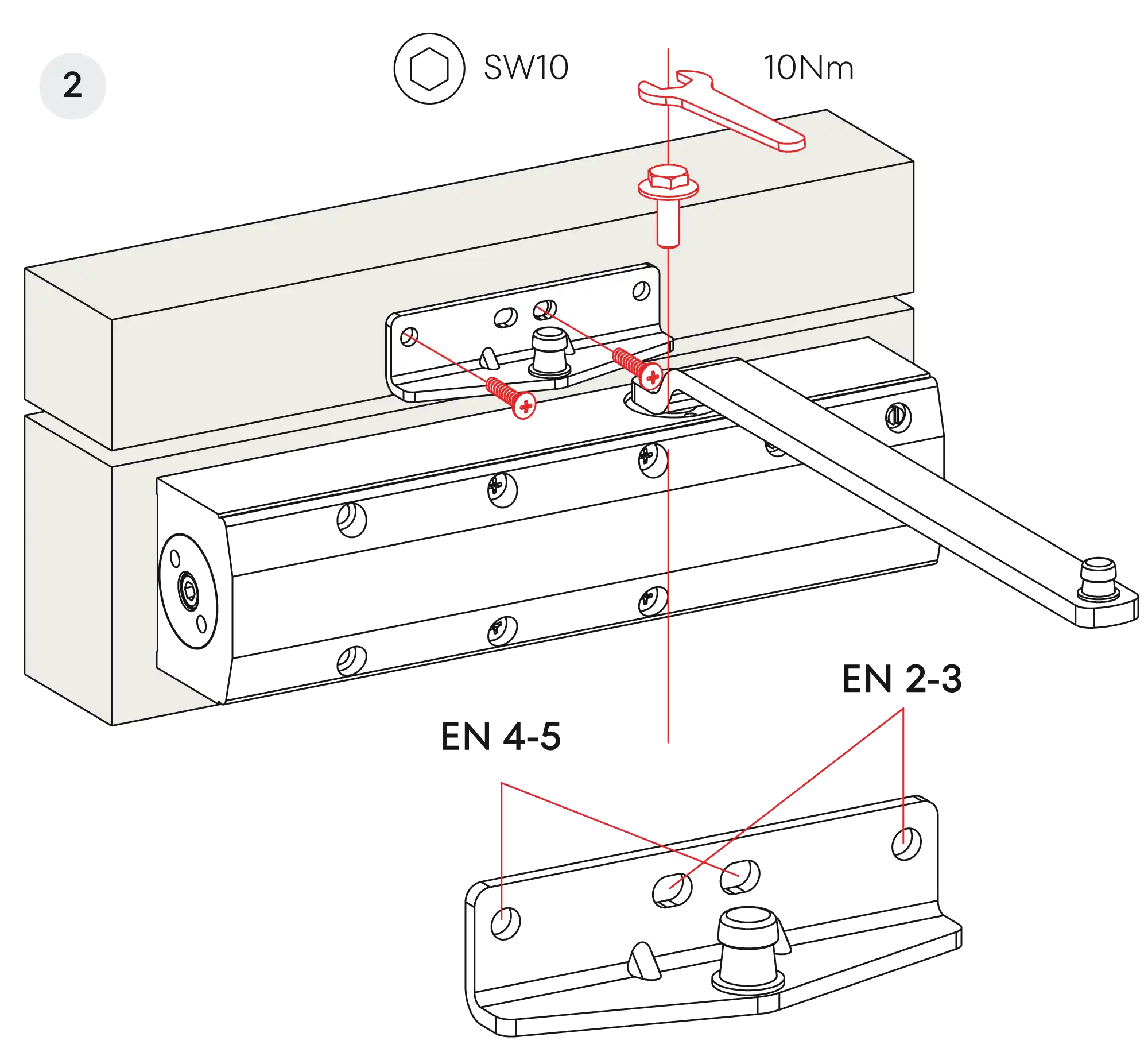 Installation normal mounting right hinge DIN R