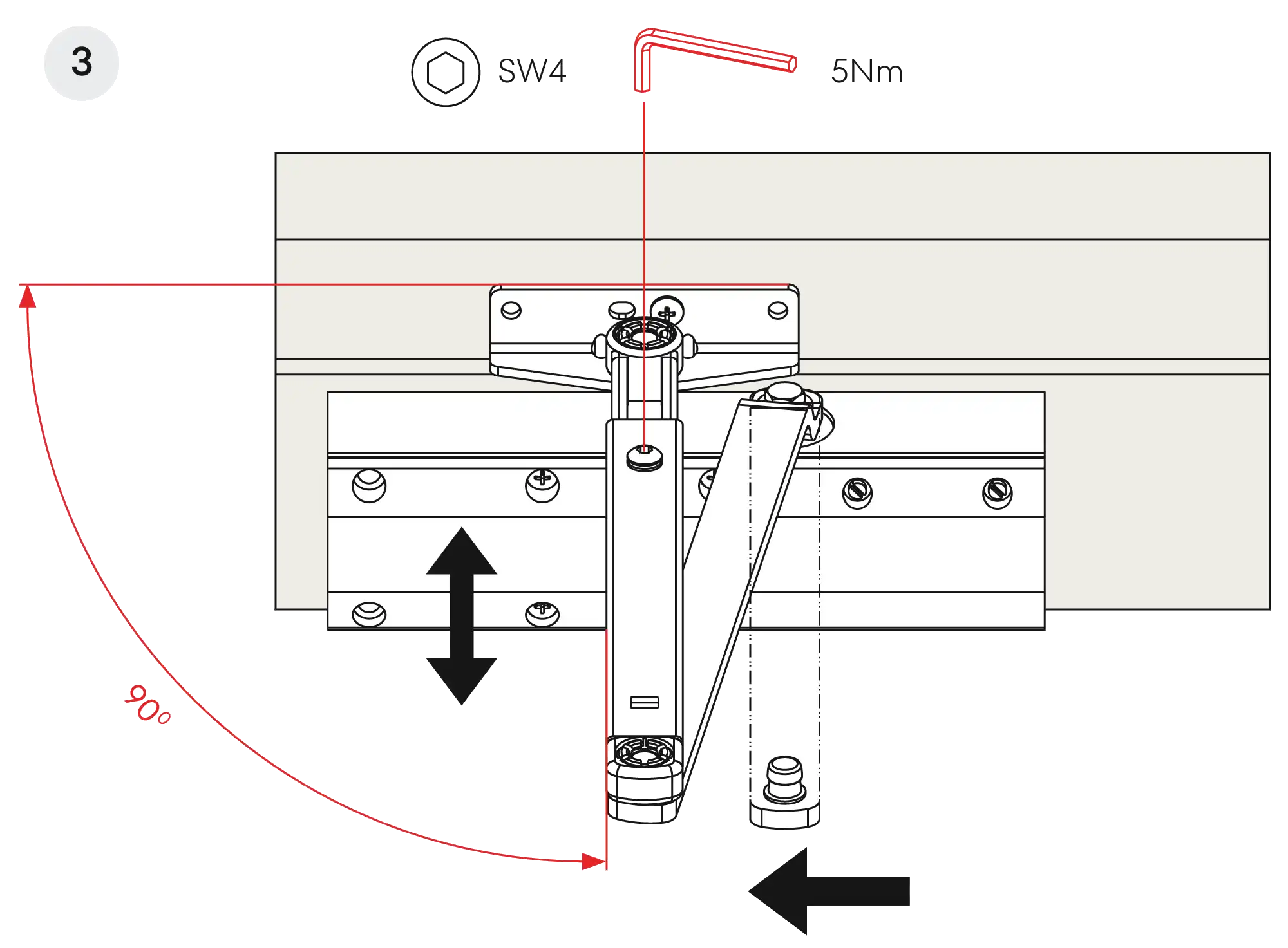 Installation normal mounting right hinge DIN R