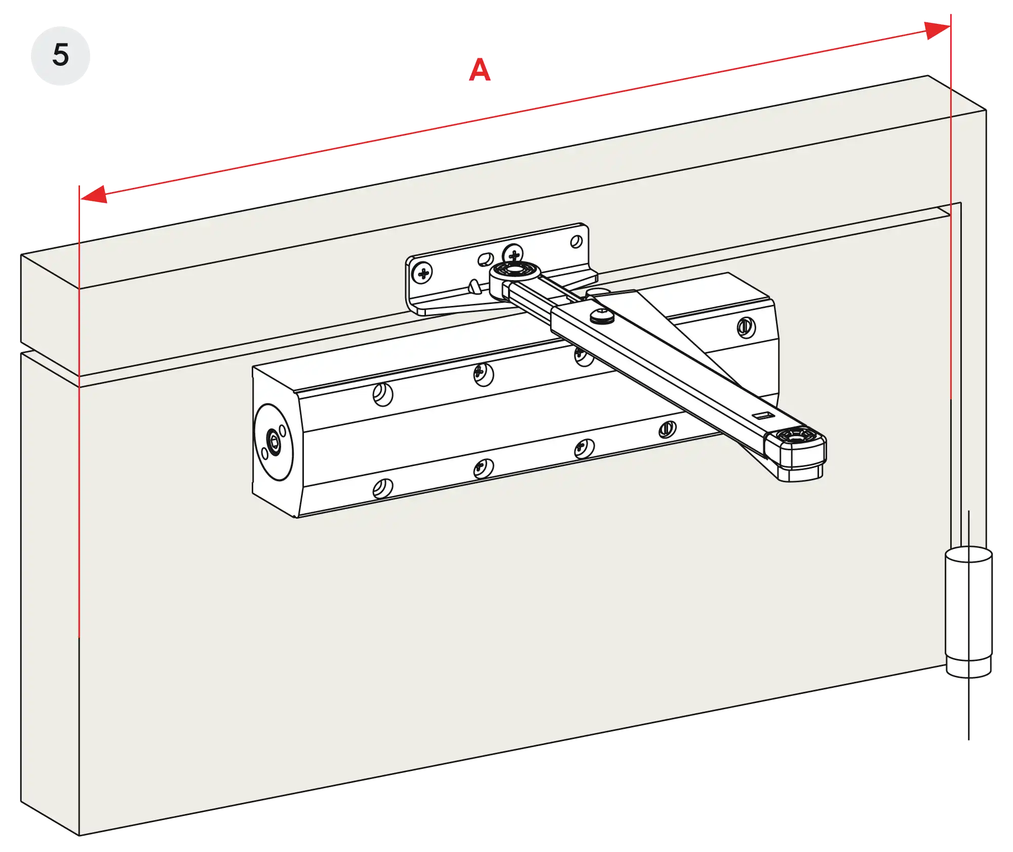 Installation normal mounting right hinge DIN R