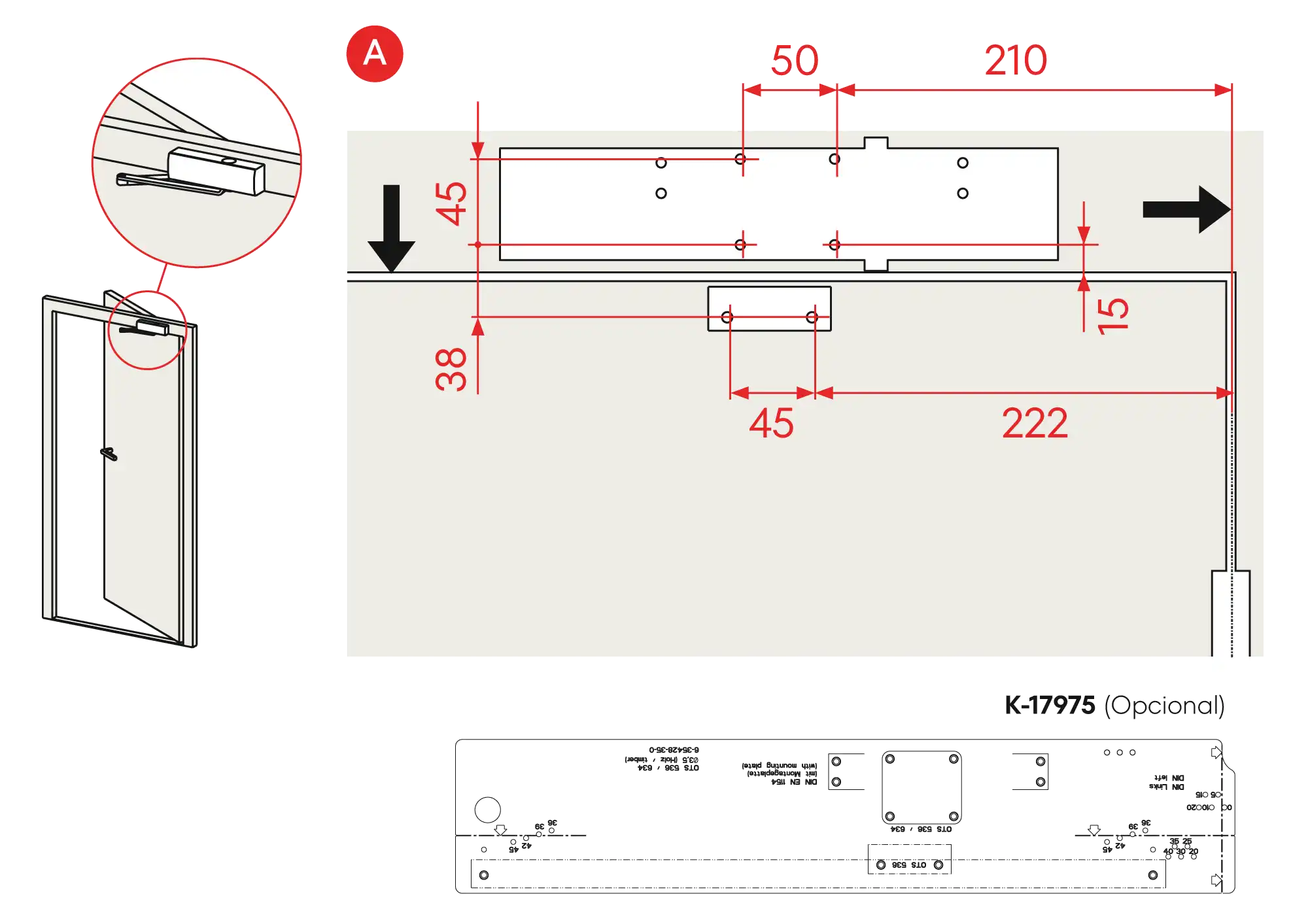 Installation inverted assembly on the opposite side to hinges DIN L