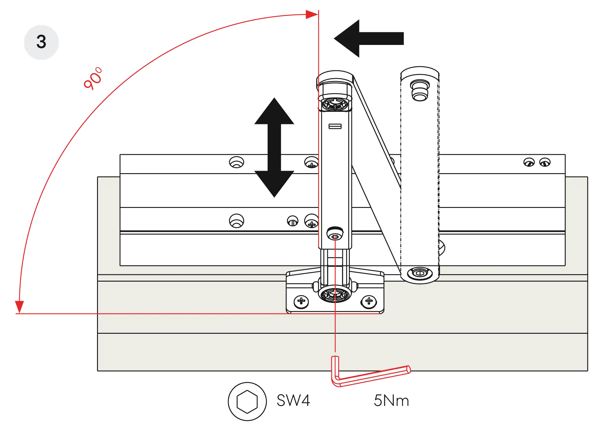 Installation inverted assembly on the opposite side to hinges DIN L
