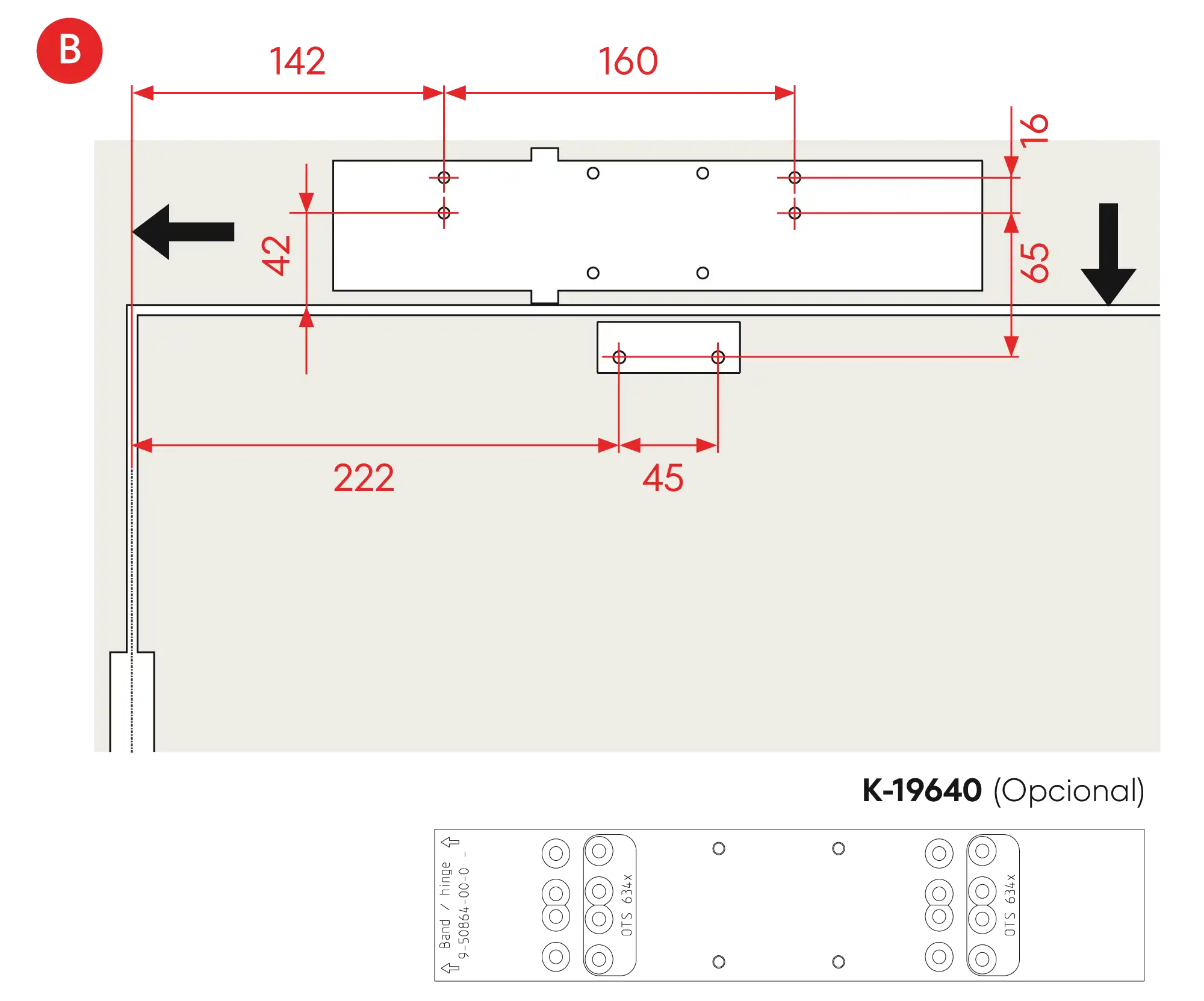 Installation inverted assembly on the opposite side to hinges DIN R