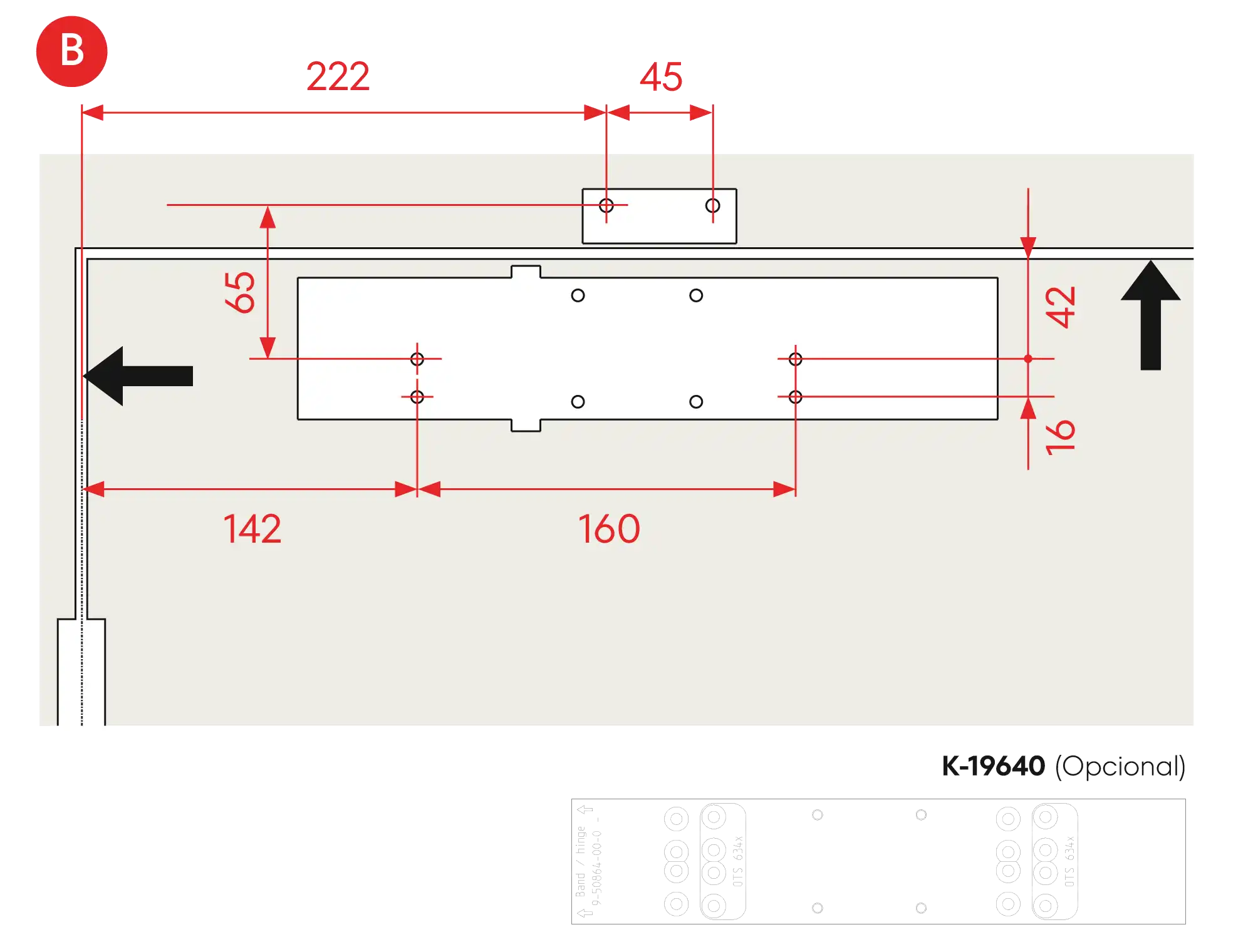 Installation normal mounting left hinge DIN L
