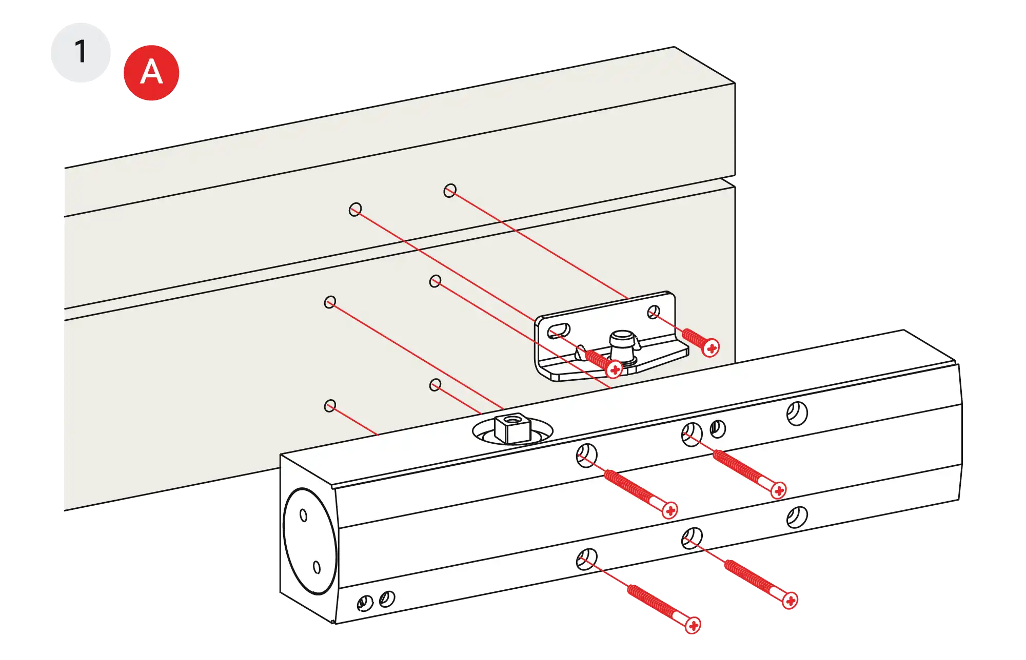 Installation normal mounting left hinge DIN L