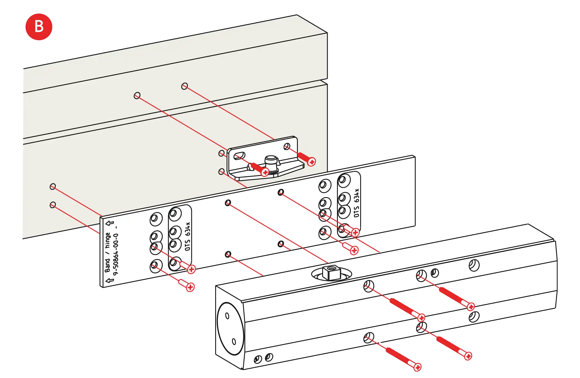 Installation normal mounting left hinge DIN L