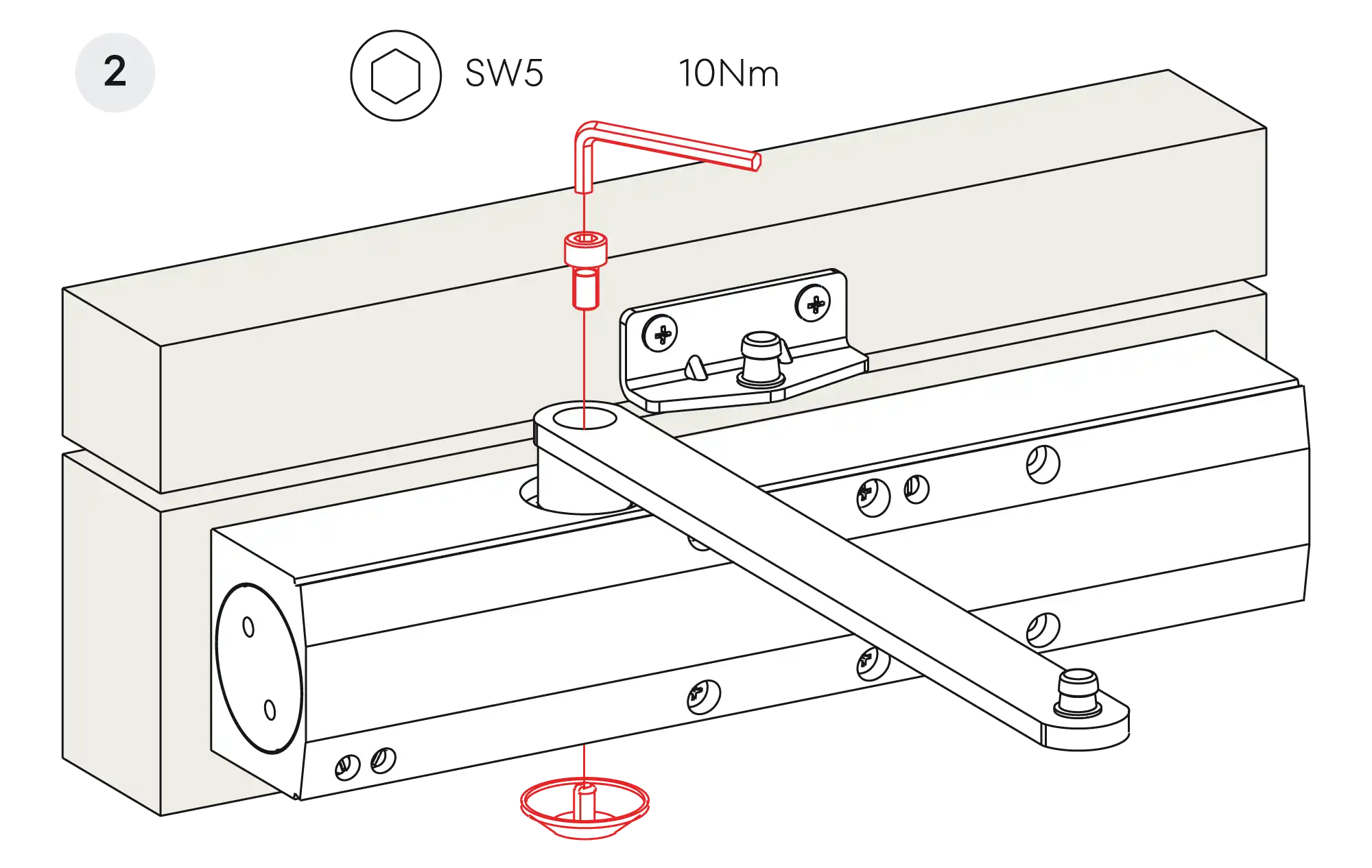 Installation normal mounting left hinge DIN L