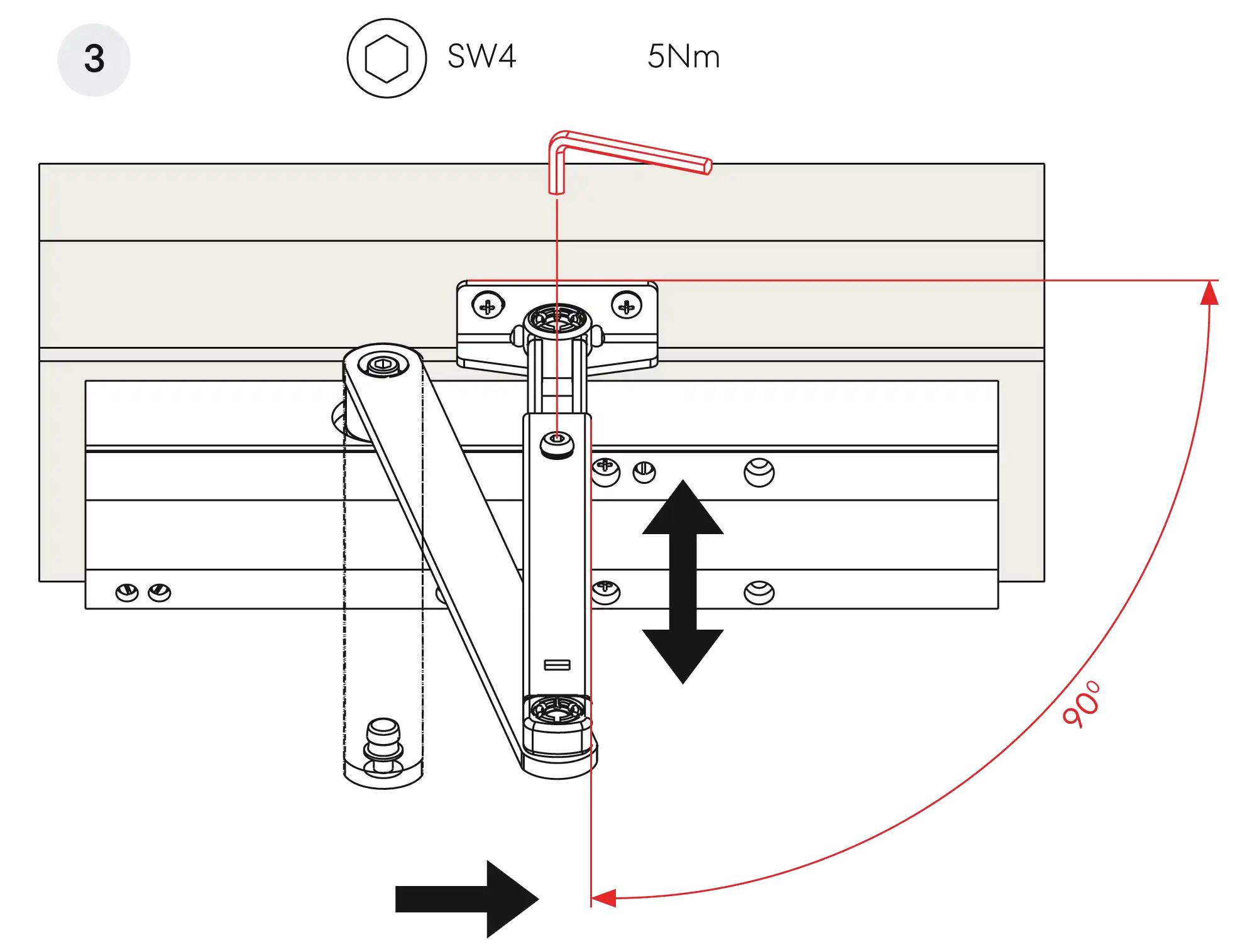 Installation normal mounting left hinge DIN L