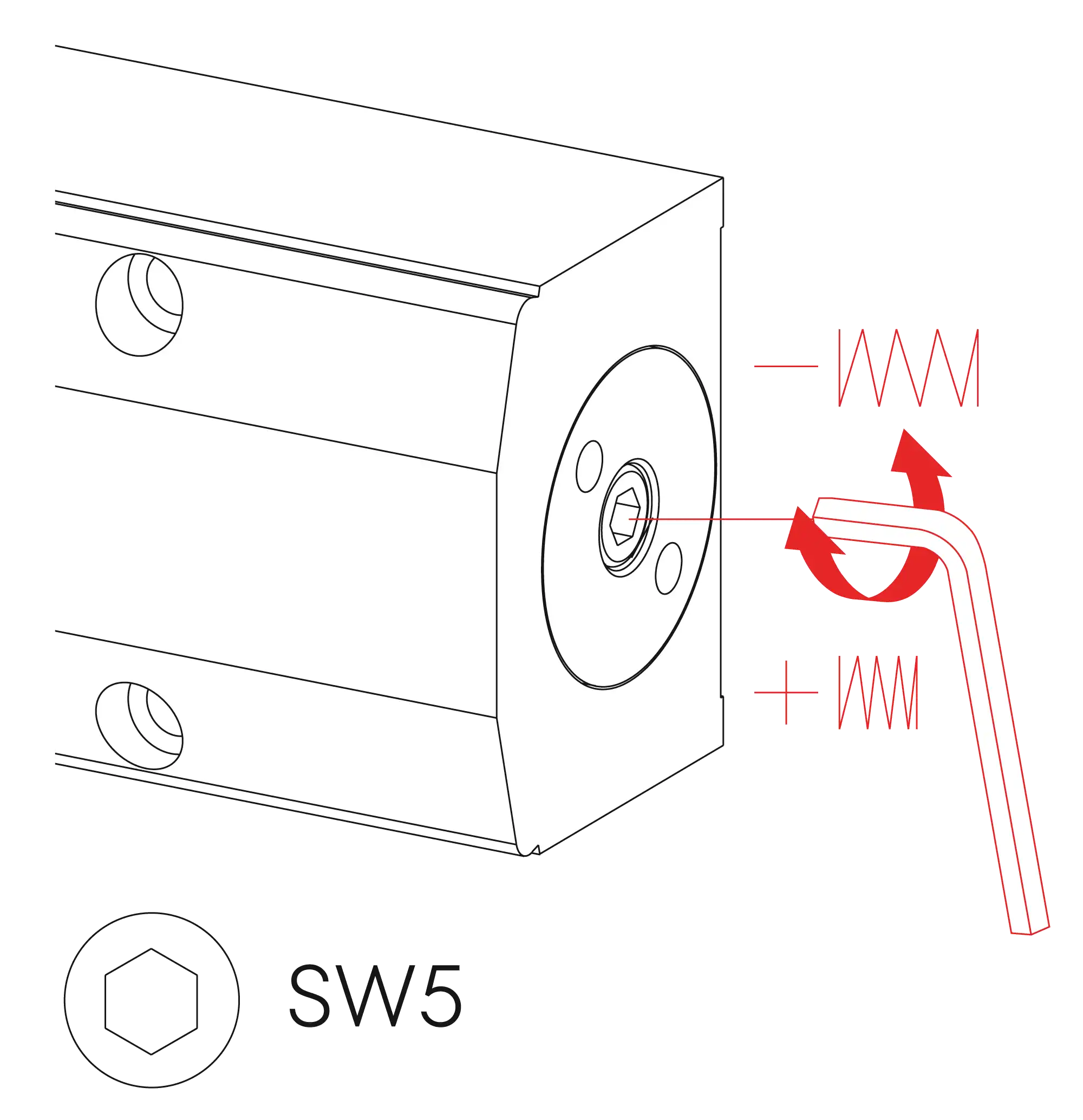 Installation normal mounting left hinge DIN L
