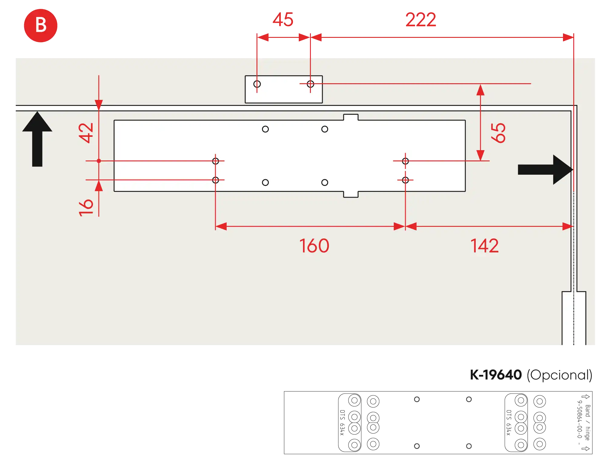 Installation normal mounting right hinge DIN R