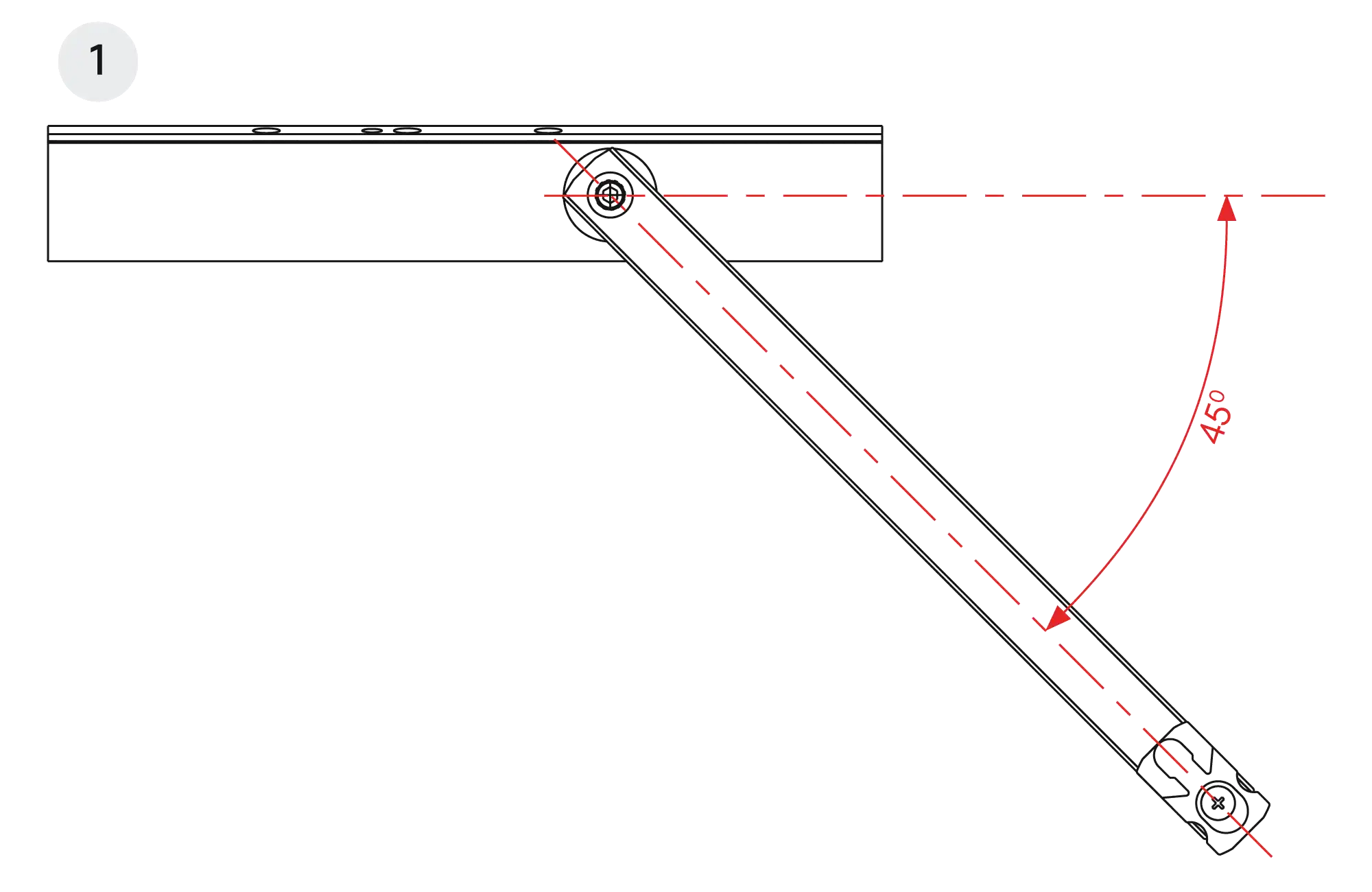 Installation inverted mounting on hinge side DIN L