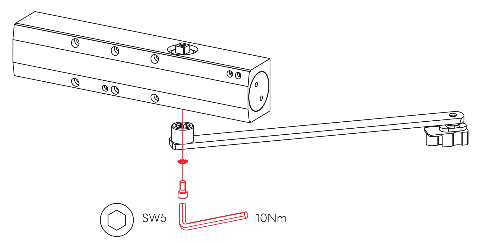 Installation inverted mounting on hinge side DIN L