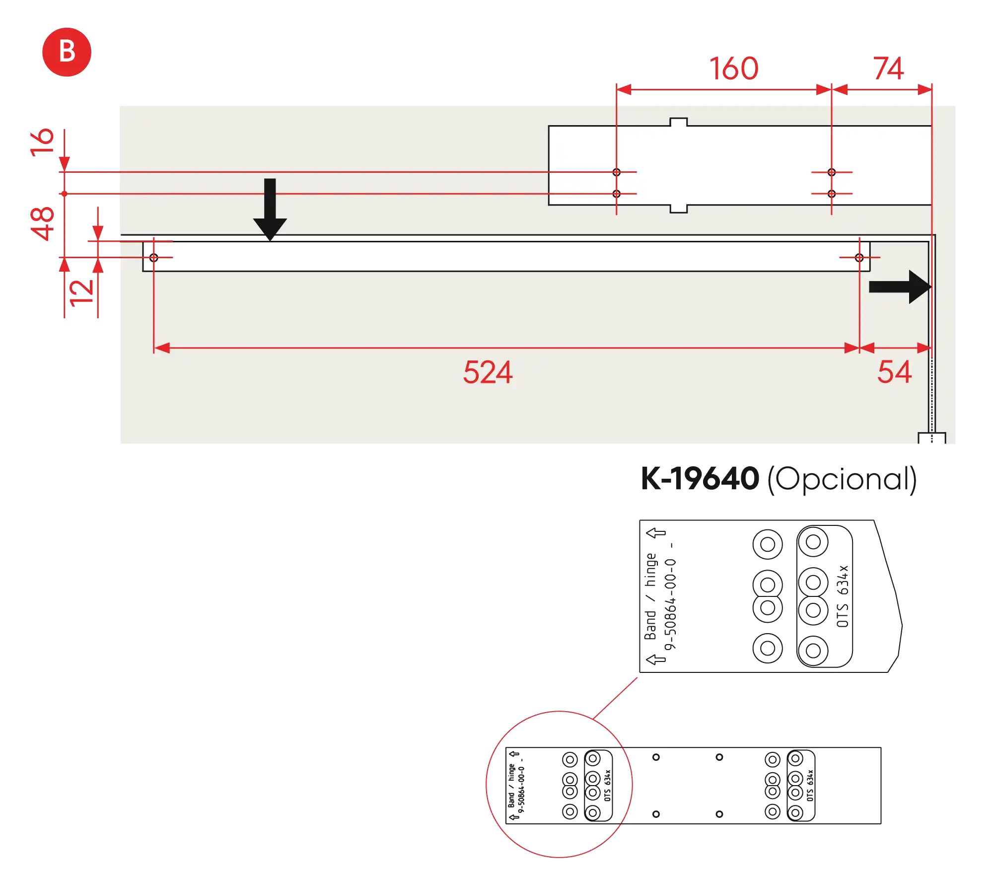 Installation inverted mounting on hinge side DIN R