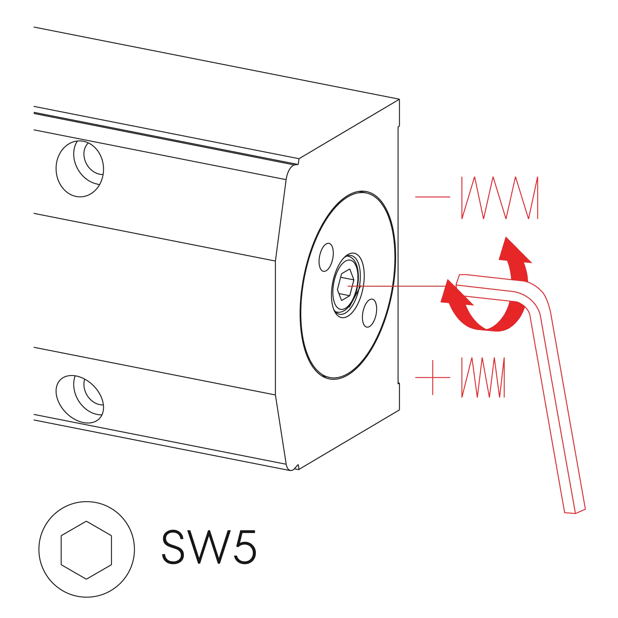 Installation normal mounting left hinge DIN L