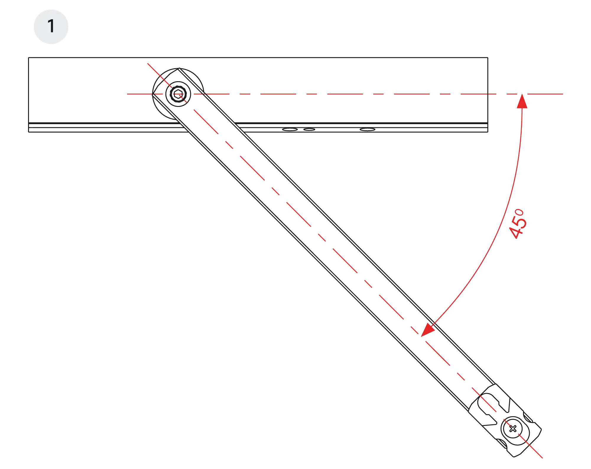 Installation normal mounting left hinge DIN L
