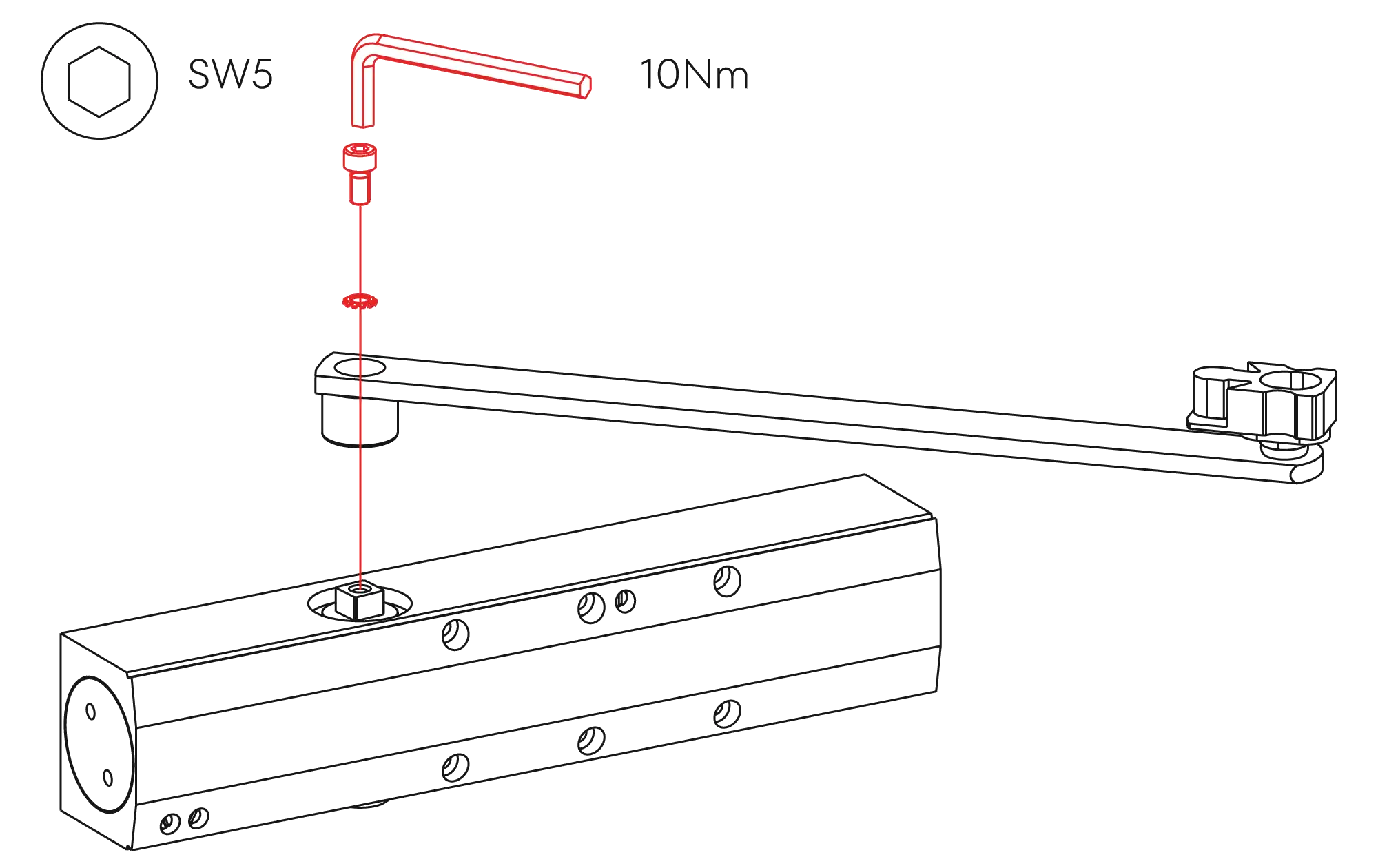 Installation normal mounting left hinge DIN L