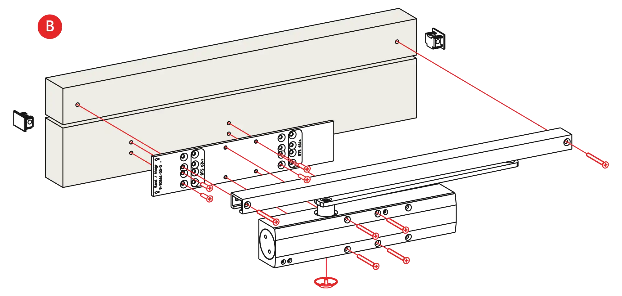 Installation normal mounting left hinge DIN L
