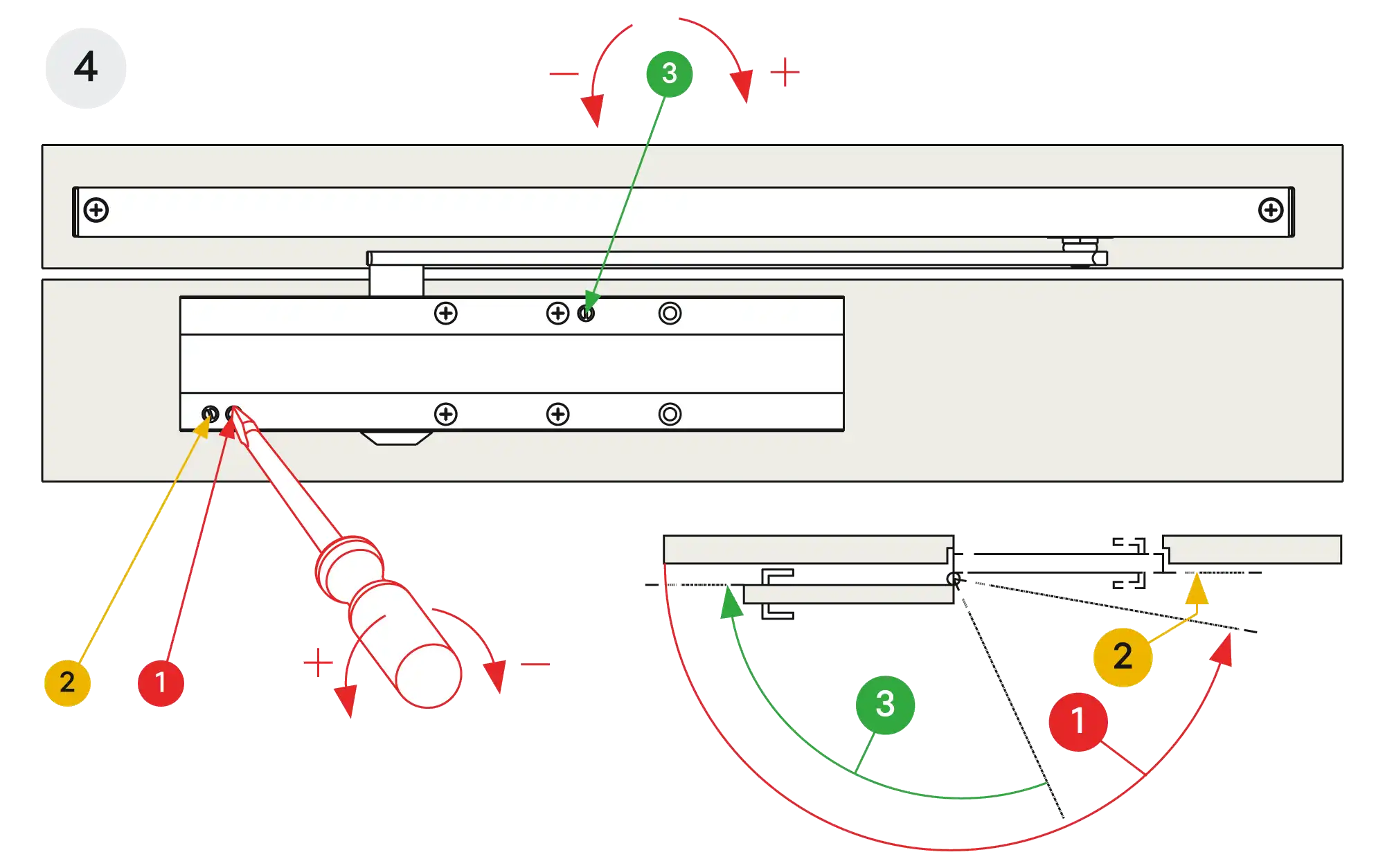 Installation normal mounting left hinge DIN L