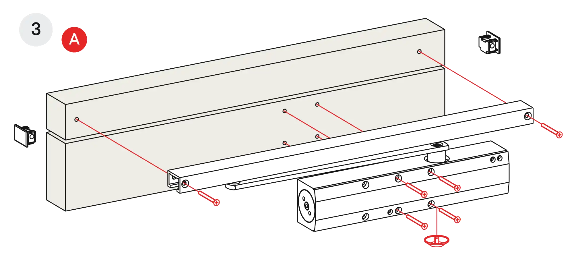 Installation normal mounting right hinge DIN R