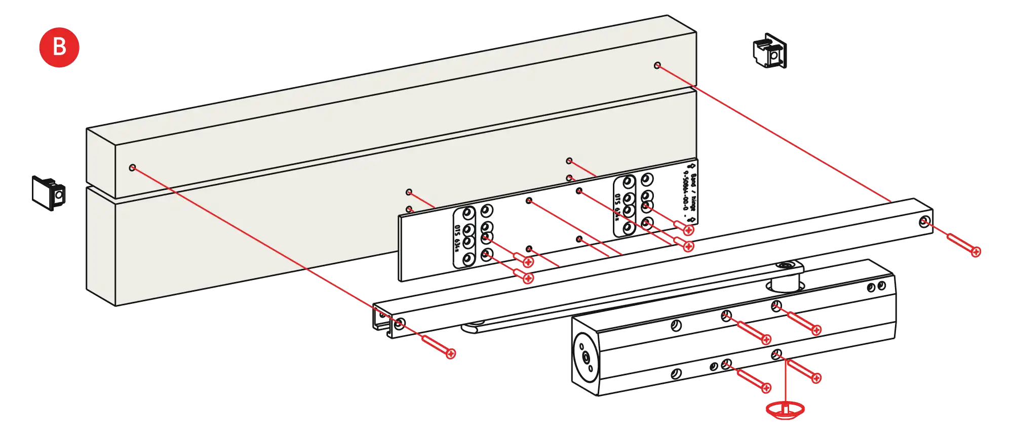 Installation normal mounting right hinge DIN R