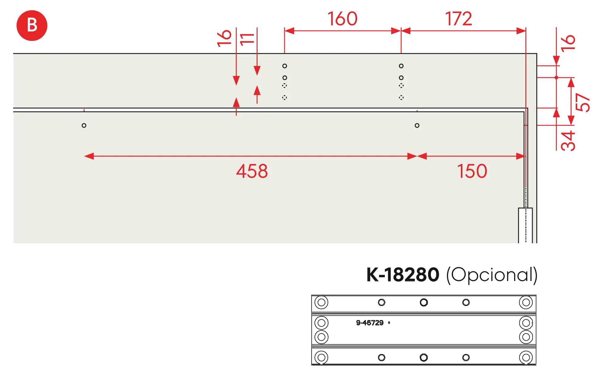 Installation inverted mounting on hinge side DIN L