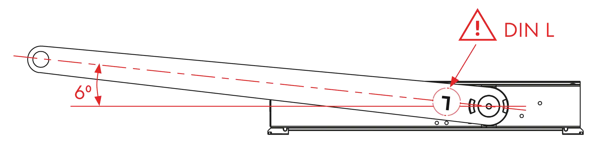 Installation inverted mounting on hinge side DIN L