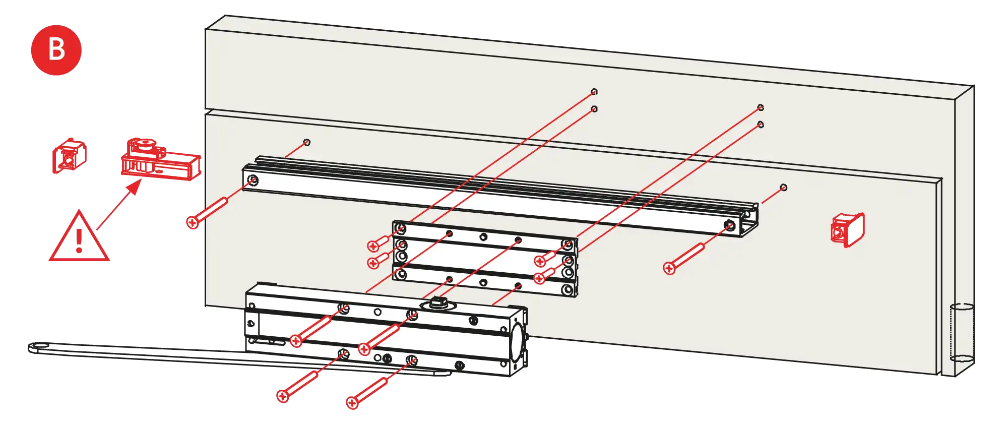 Installation inverted mounting on hinge side DIN L