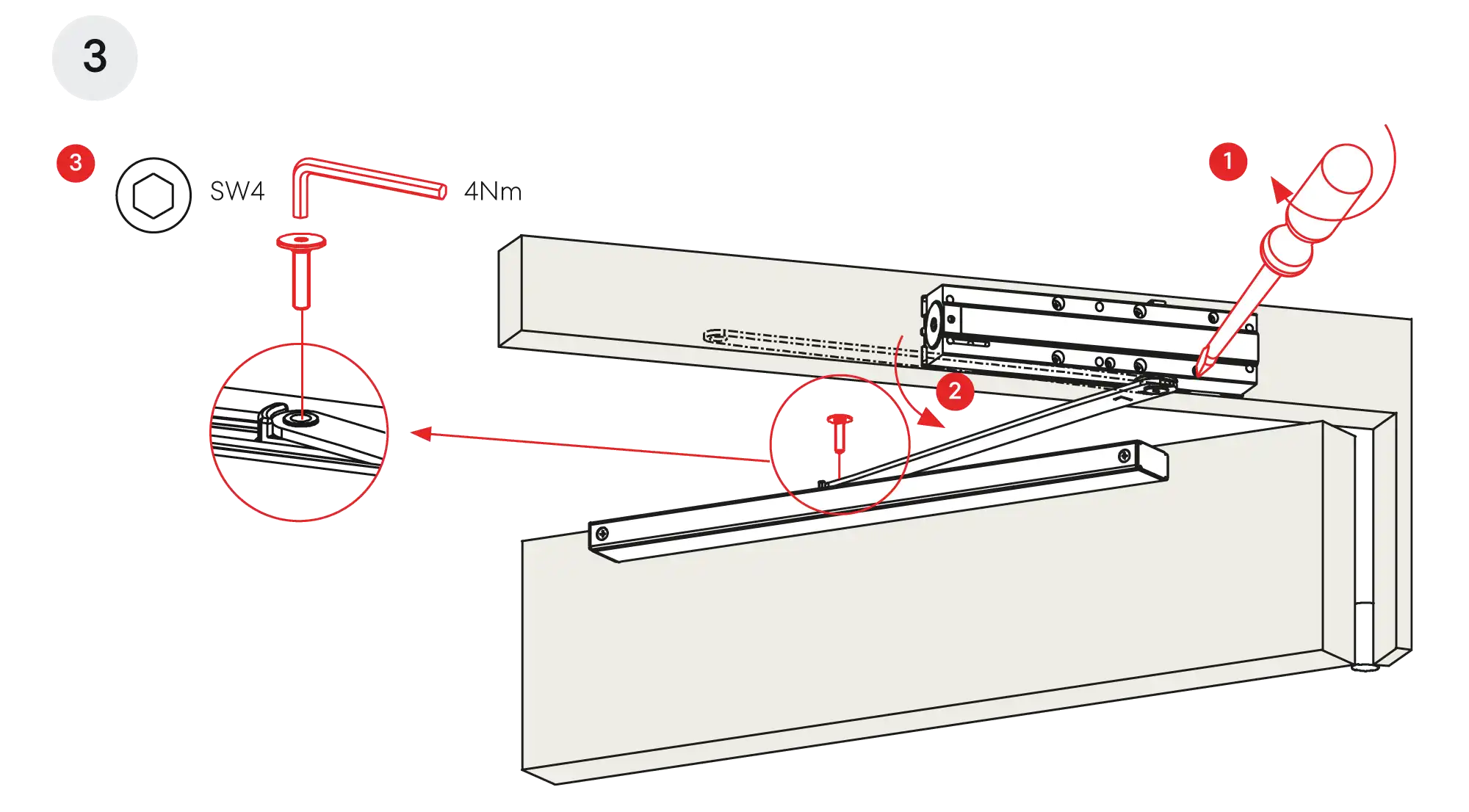 Installation inverted mounting on hinge side DIN L