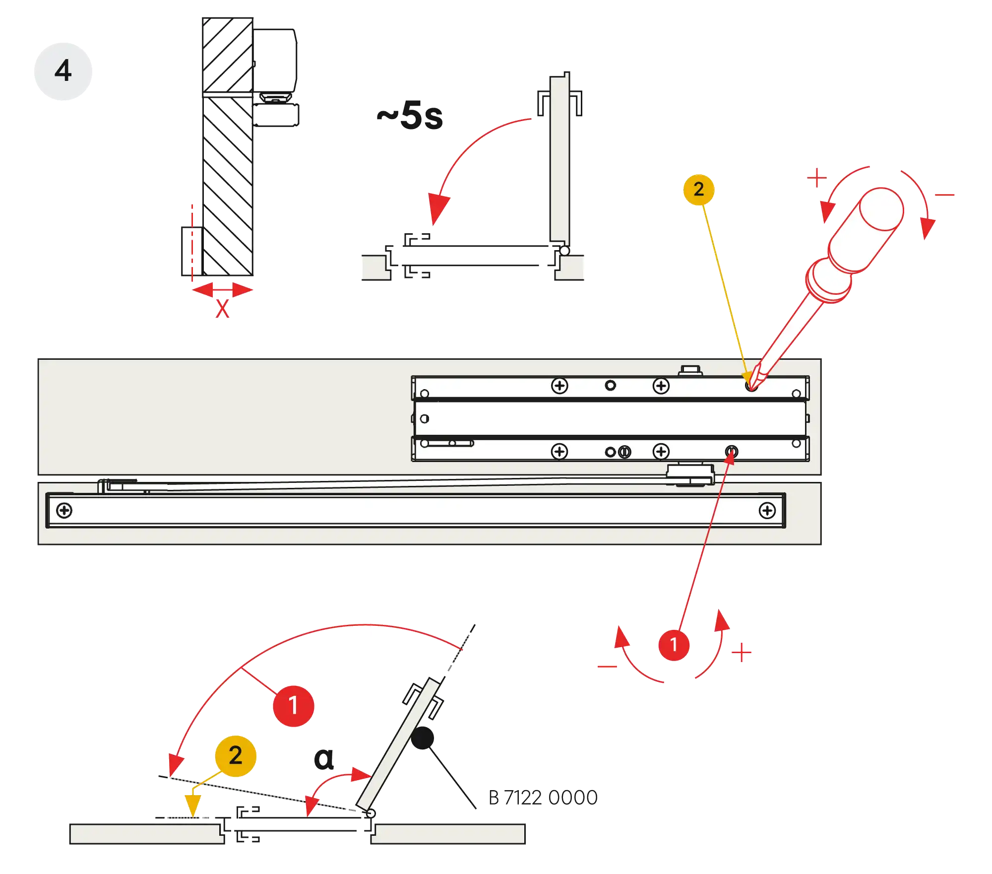 Installation inverted mounting on hinge side DIN L