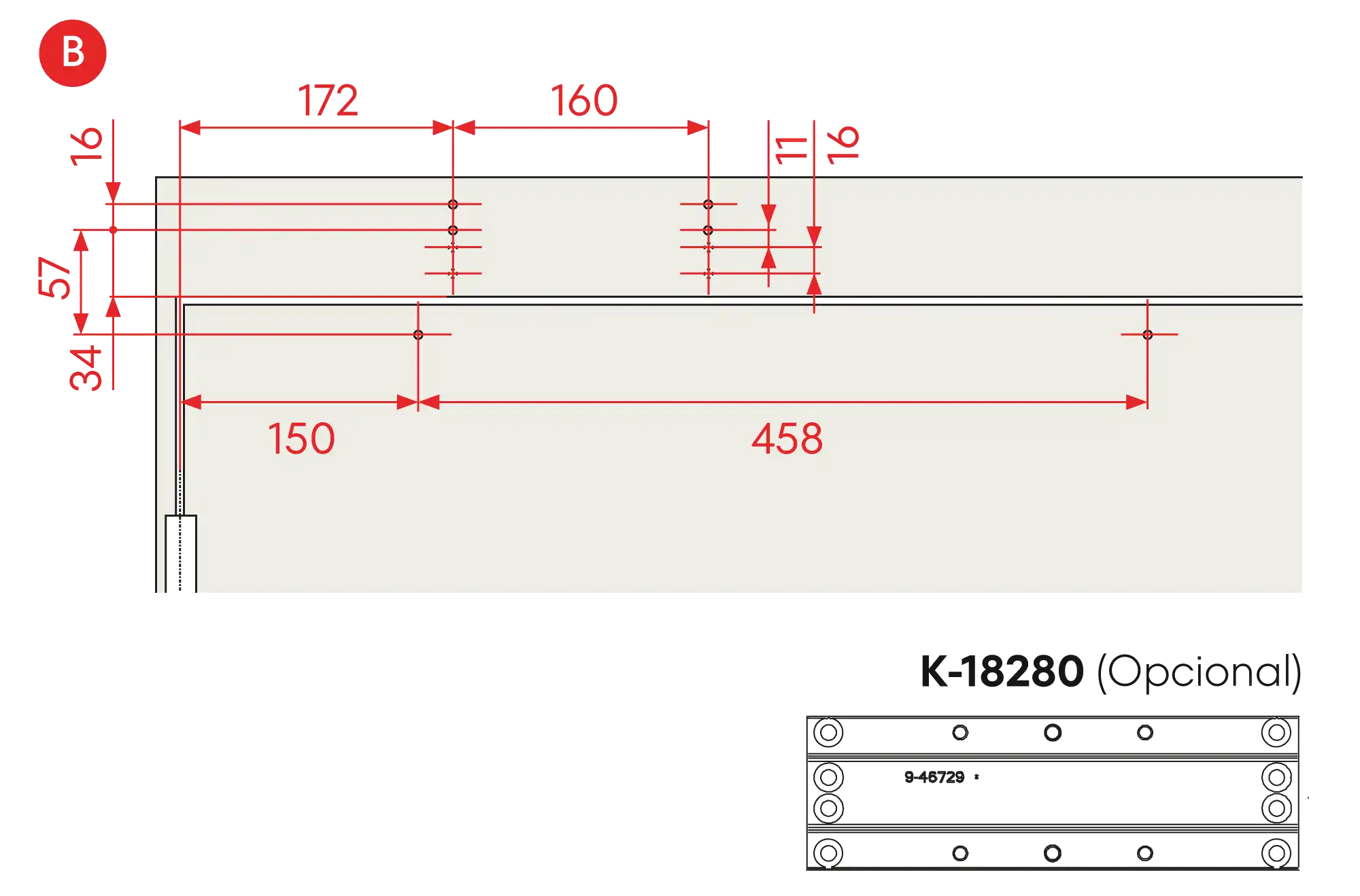 Installation inverted mounting on hinge side DIN R
