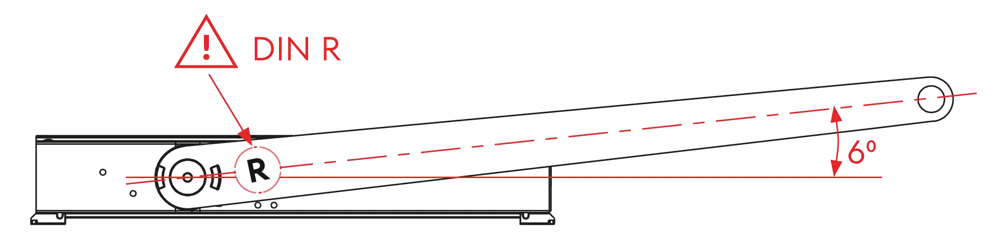 Installation inverted mounting on hinge side DIN R