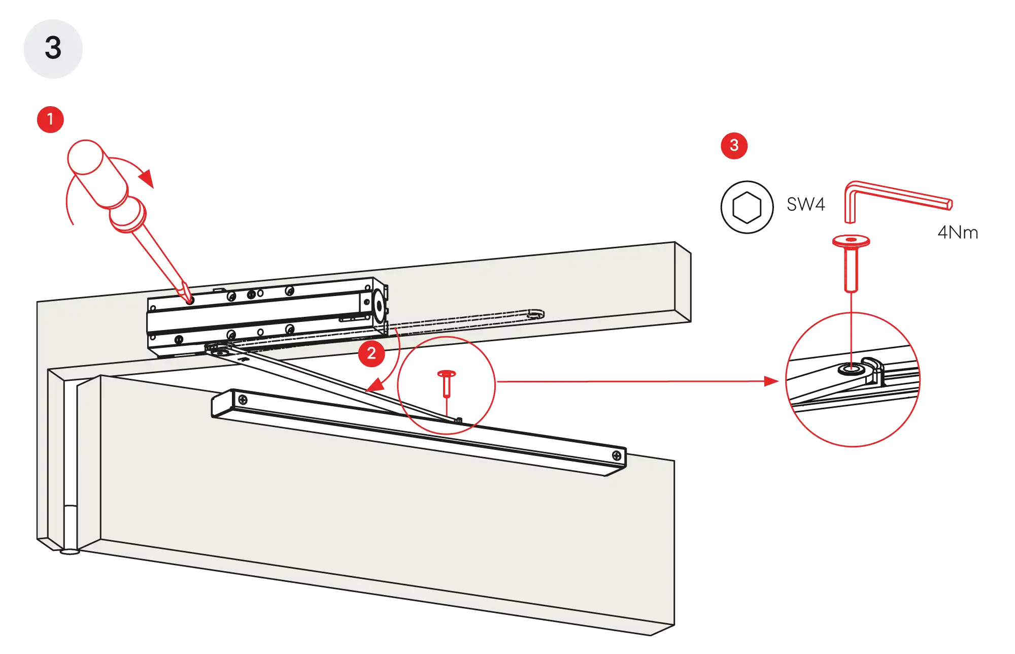 Installation inverted mounting on hinge side DIN R