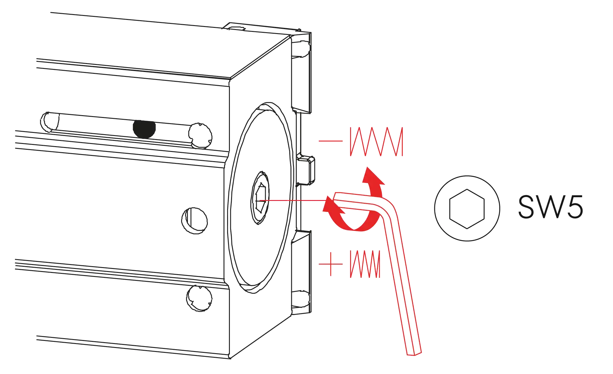 Installation normal mounting left hinge DIN L