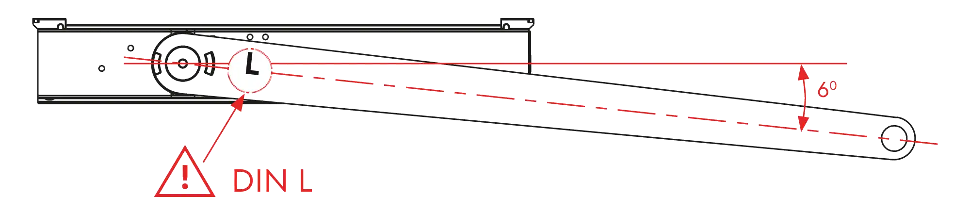 Installation normal mounting left hinge DIN L