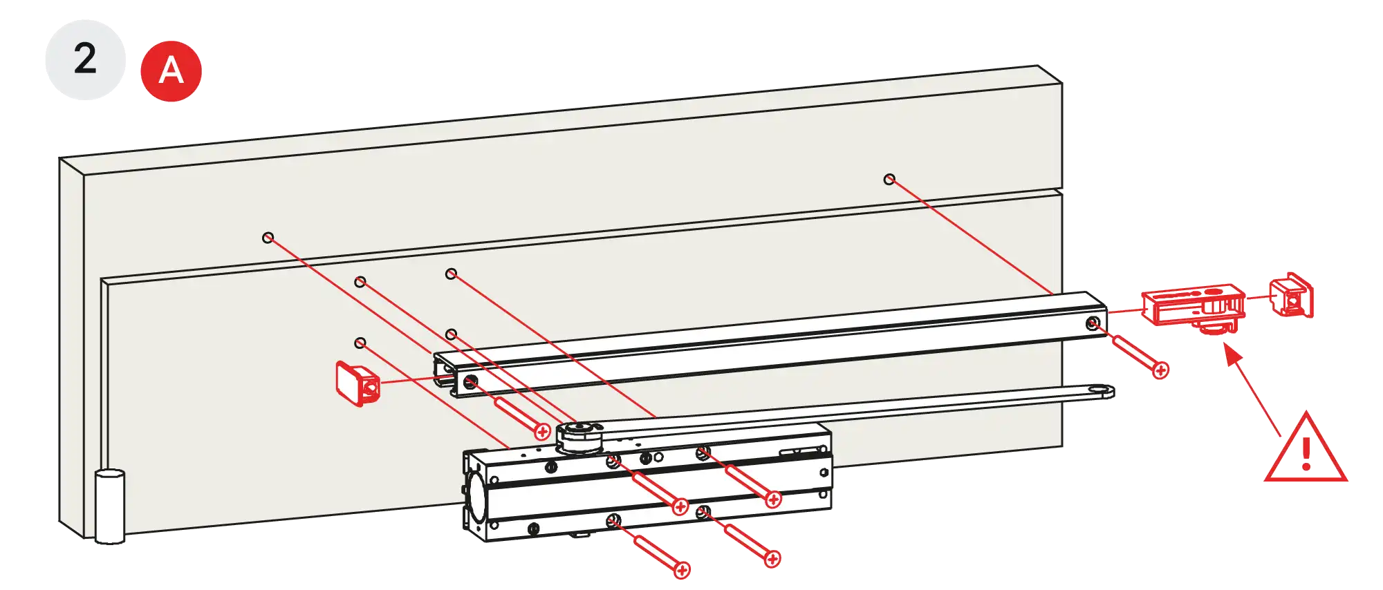 Installation normal mounting left hinge DIN L