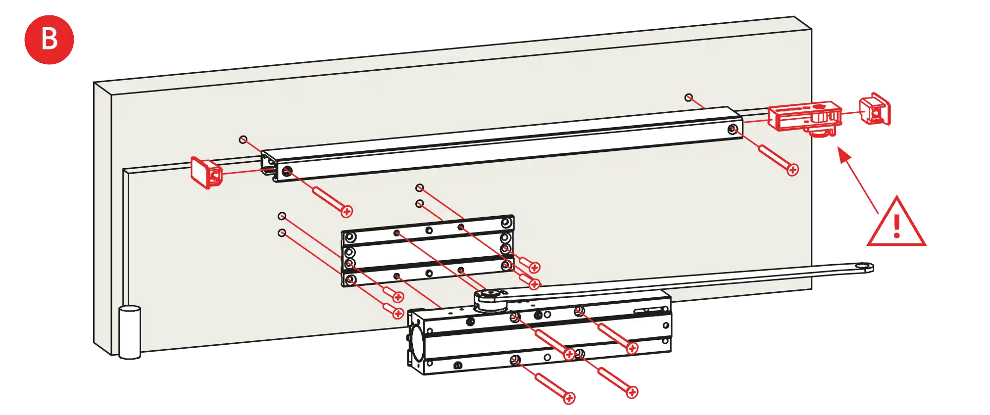 Installation normal mounting left hinge DIN L
